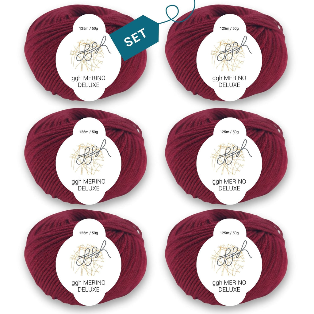 ggh Merino Deluxe - 300g Set (6x50g) - 010 - Bordeauxrot - Rebecca - Online.de