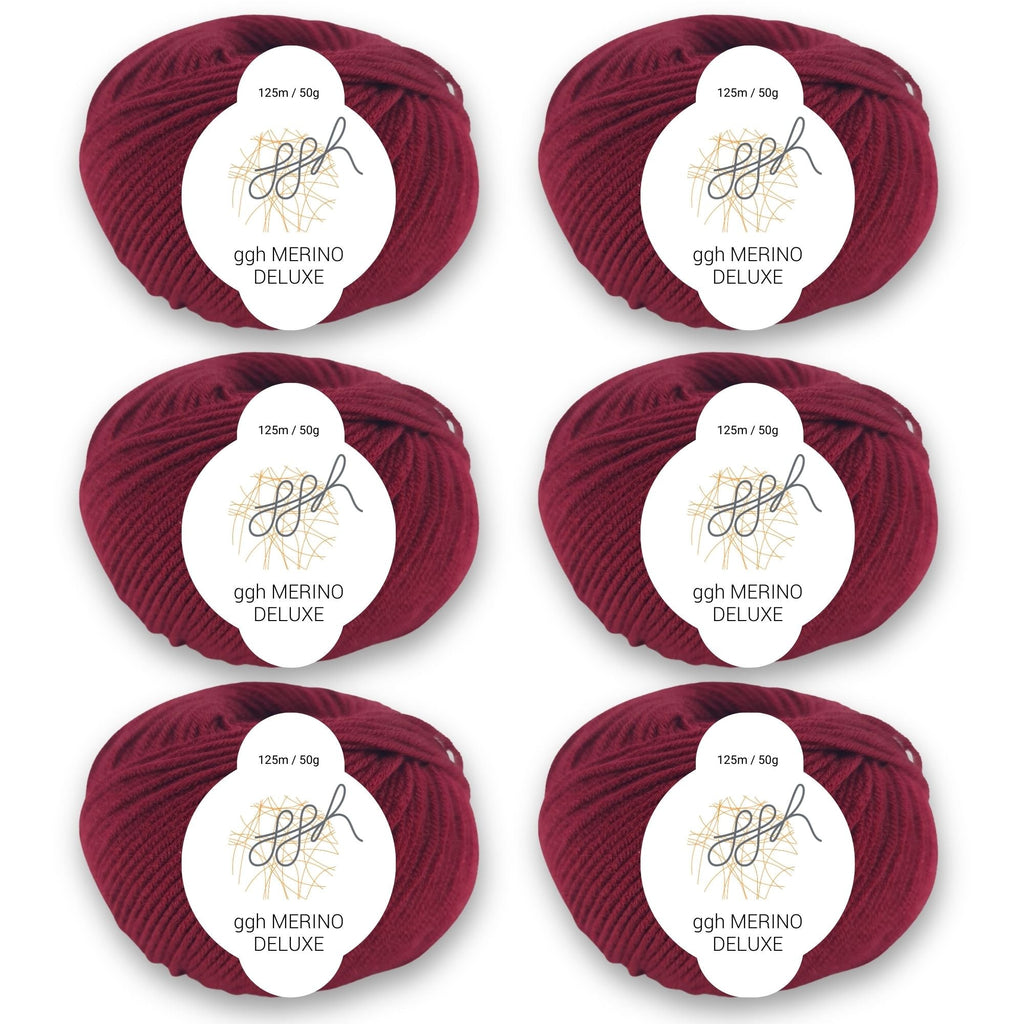 ggh Merino Deluxe - 300g Set (6x50g) - 010 - Bordeauxrot - Rebecca - Online.de