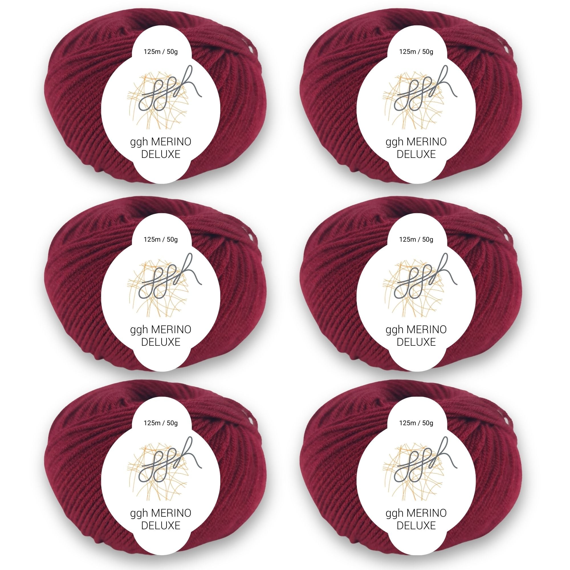 ggh Merino Deluxe - 300g Set (6x50g) - 010 - Bordeauxrot - Rebecca - Online.de