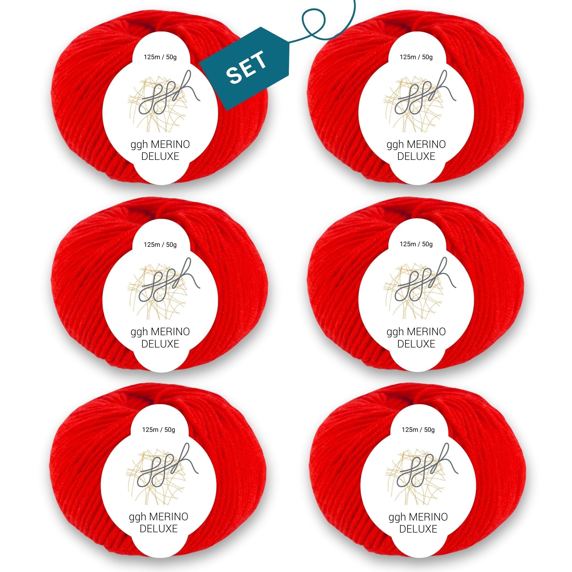 ggh Merino Deluxe - 300g Set (6x50g) - 011 - Rot - Rebecca - Online.de