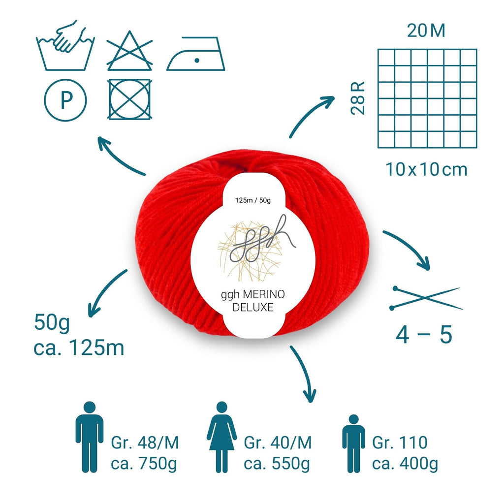 ggh Merino Deluxe - 300g Set (6x50g) - 011 - Rot - Rebecca - Online.de