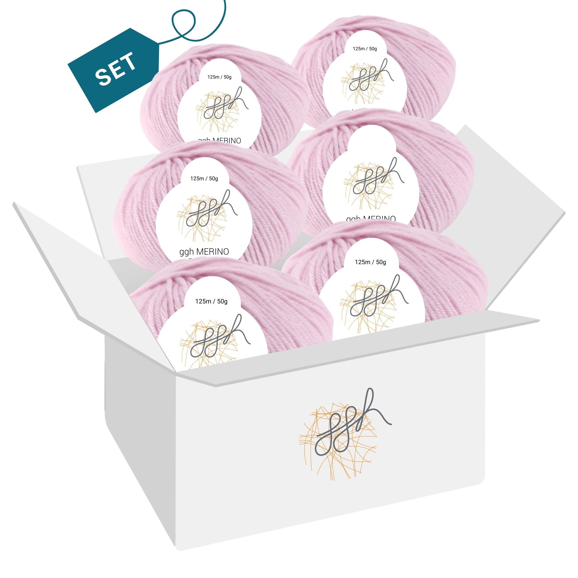 ggh Merino Deluxe - 300g Set (6x50g) - 015 - Zartrosa - Rebecca - Online.de