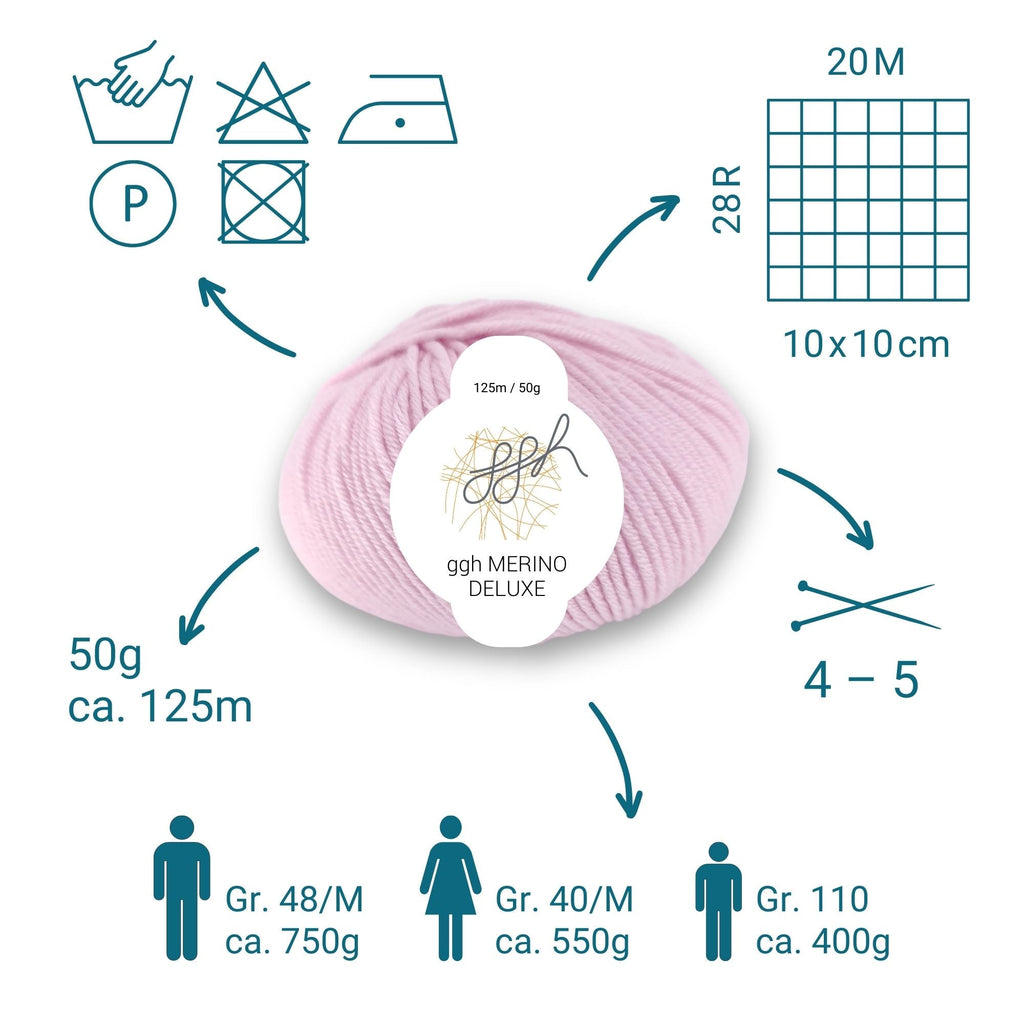 ggh Merino Deluxe - 300g Set (6x50g) - 015 - Zartrosa - Rebecca - Online.de