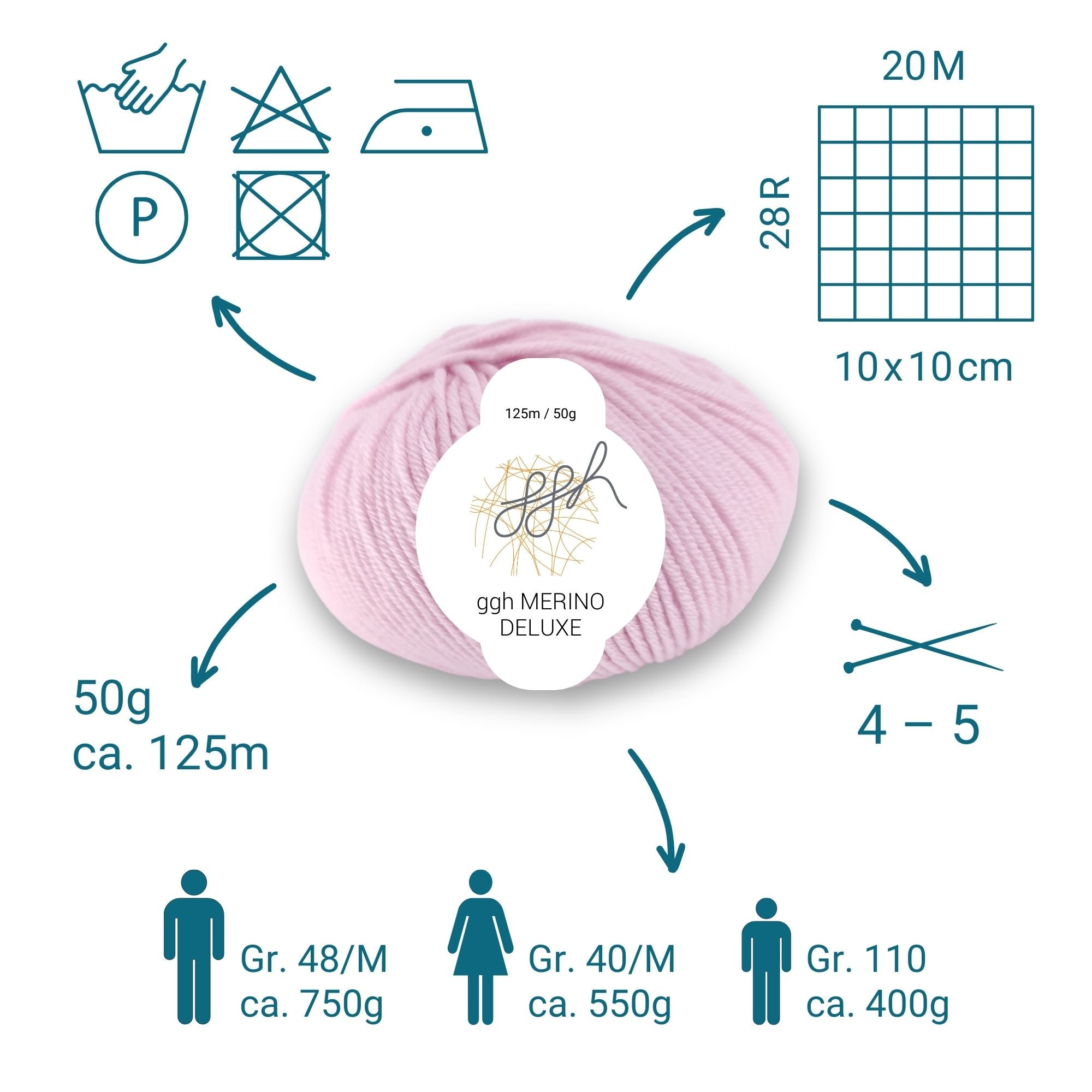 ggh Merino Deluxe - 300g Set (6x50g) - 015 - Zartrosa - Rebecca - Online.de