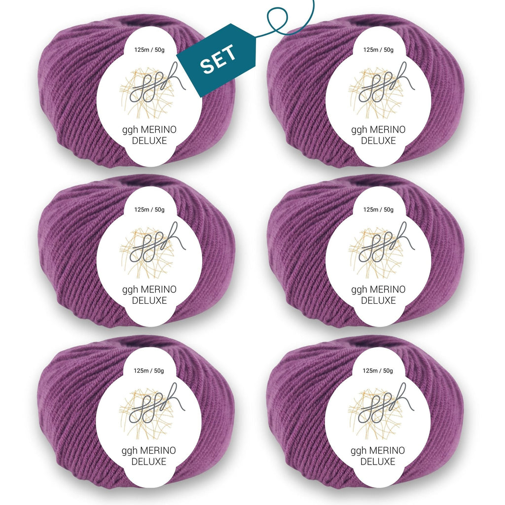 ggh Merino Deluxe - 300g Set (6x50g) - 016 - Granatrot - Rebecca - Online.de