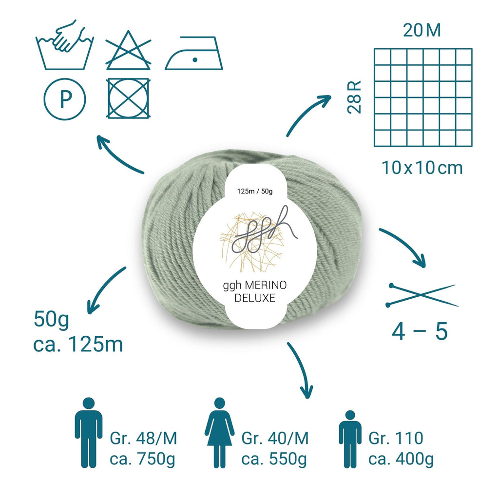 ggh Merino Deluxe - 300g Set (6x50g) - 018 - Schilfgrün - Rebecca - Online.de