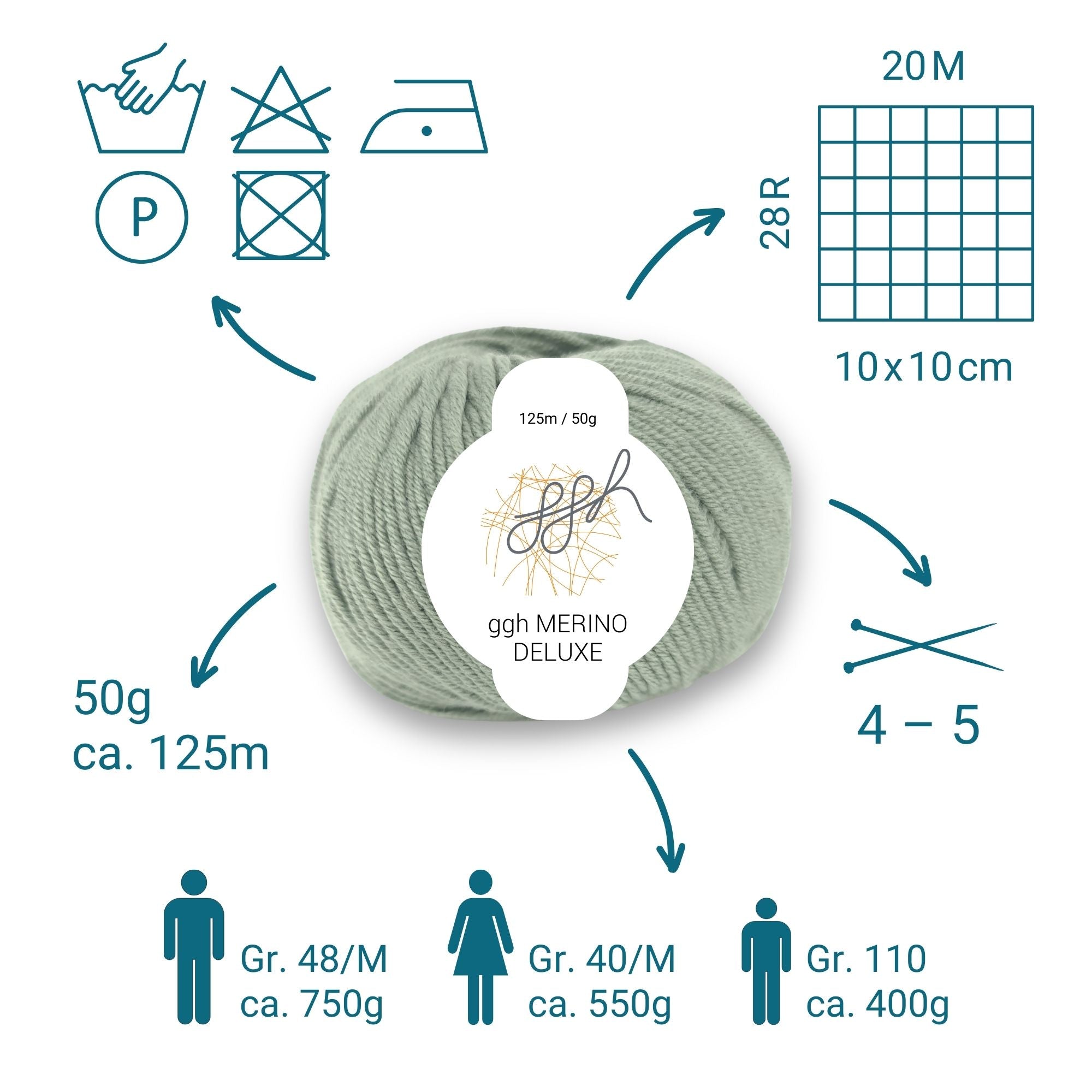 ggh Merino Deluxe - 300g Set (6x50g) - 018 - Schilfgrün - Rebecca - Online.de