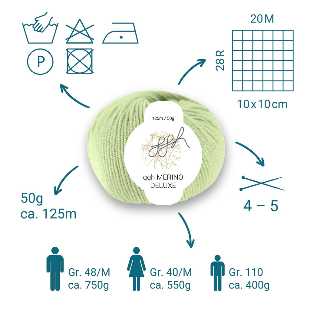 ggh Merino Deluxe - 300g Set (6x50g) - 019 - Helles Limettengrün - Rebecca - Online.de
