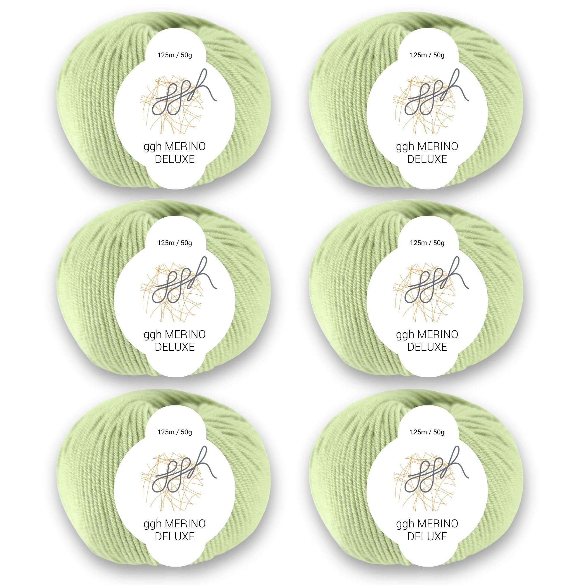 ggh Merino Deluxe - 300g Set (6x50g) - 019 - Helles Limettengrün - Rebecca - Online.de