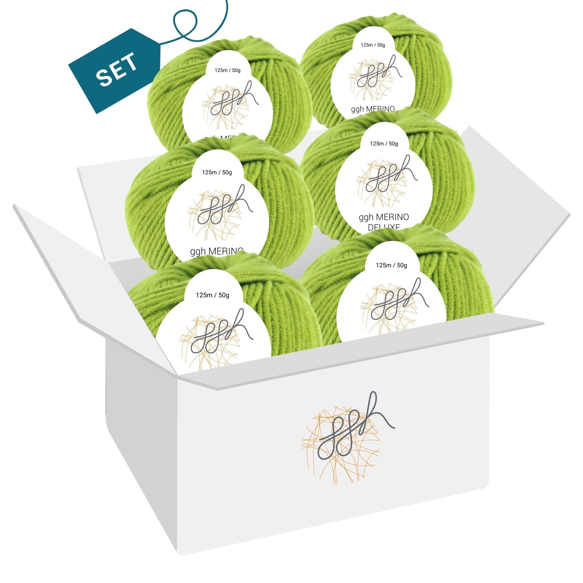 ggh Merino Deluxe - 300g Set (6x50g) - 020 - Moos - Rebecca - Online.de