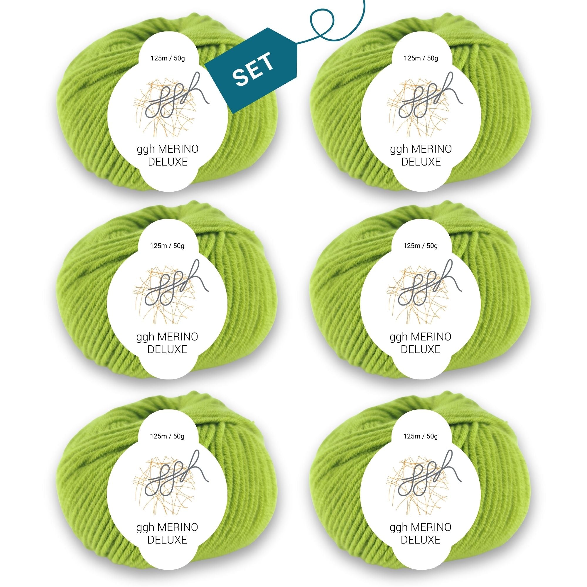 ggh Merino Deluxe - 300g Set (6x50g) - 020 - Moos - Rebecca - Online.de