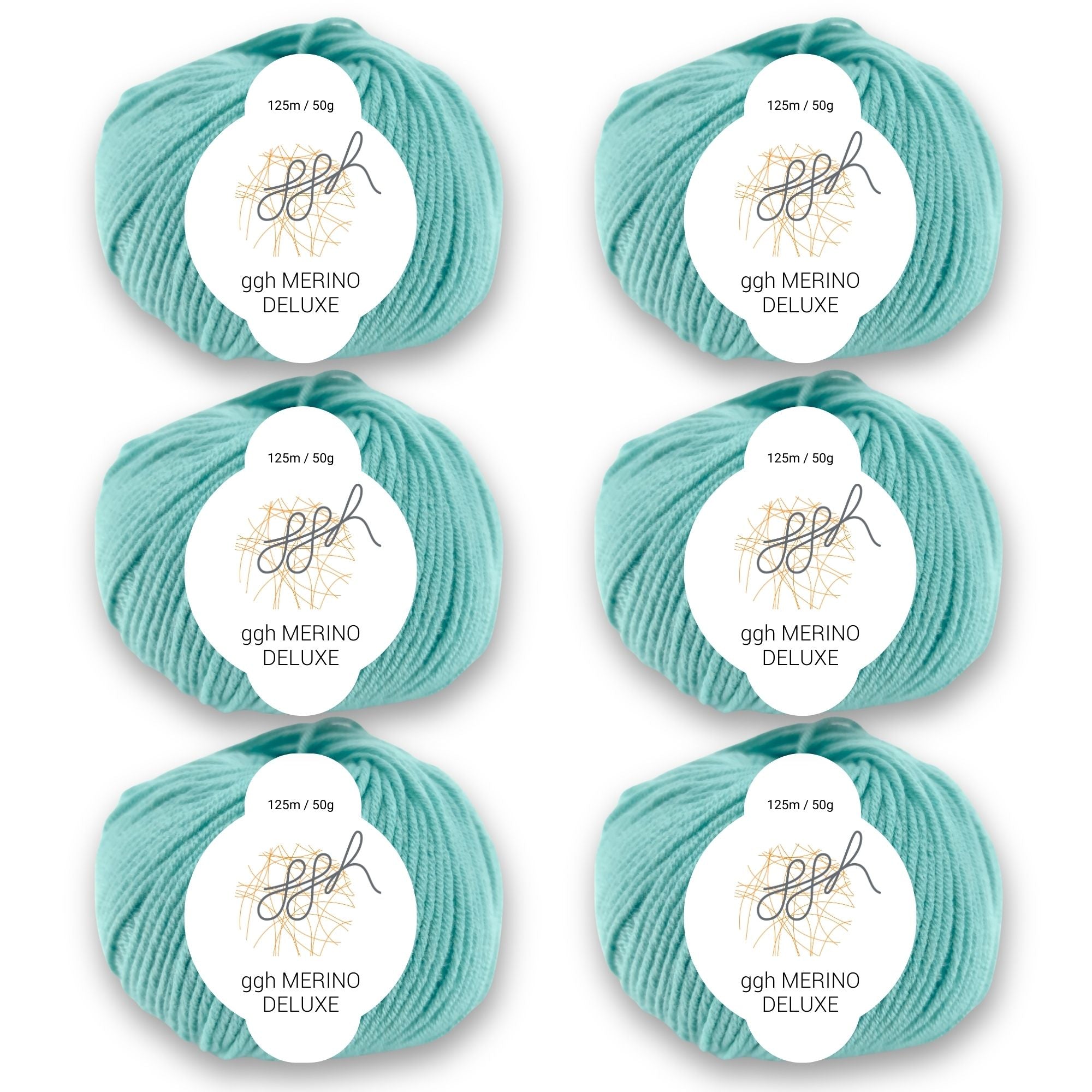 ggh Merino Deluxe - 300g Set (6x50g) - 021 - Türkis - Rebecca - Online.de