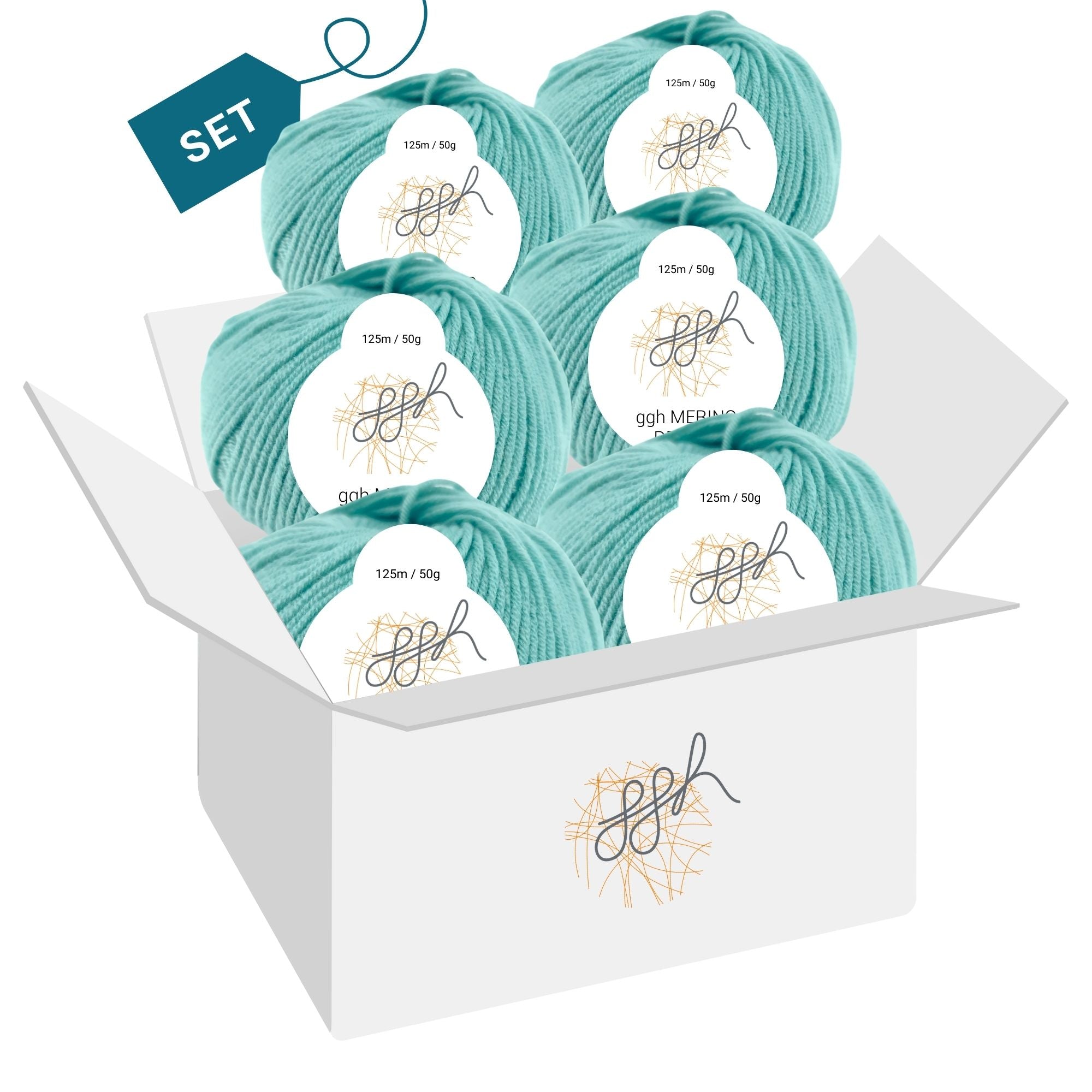ggh Merino Deluxe - 300g Set (6x50g) - 021 - Türkis - Rebecca - Online.de