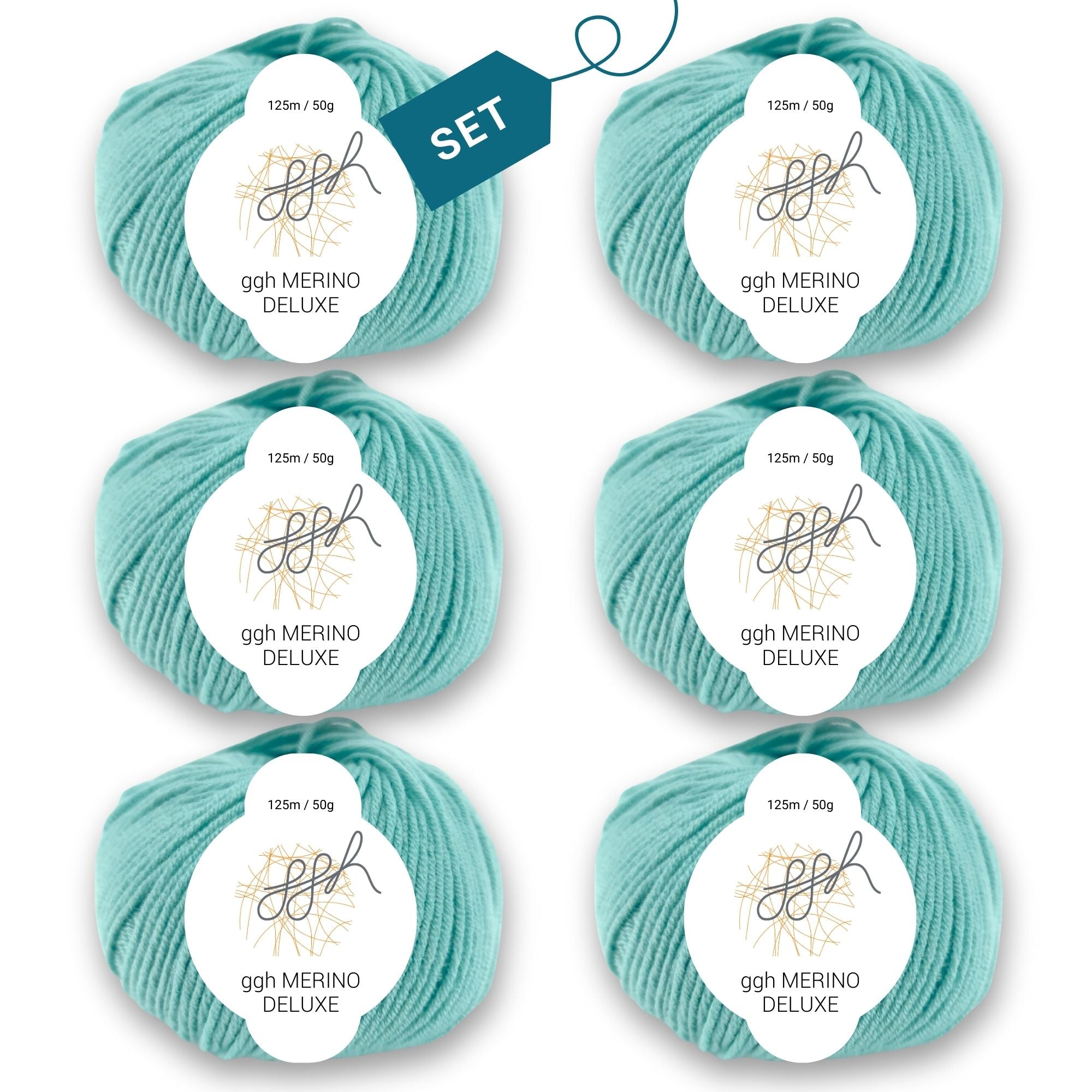 ggh Merino Deluxe - 300g Set (6x50g) - 021 - Türkis - Rebecca - Online.de
