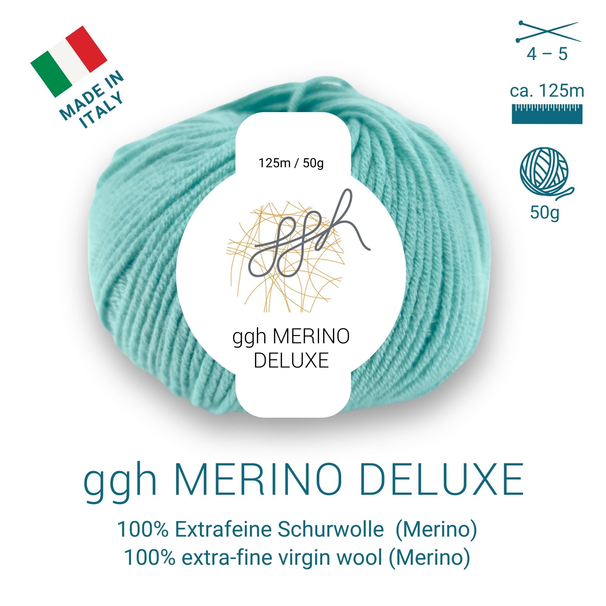ggh Merino Deluxe - 300g Set (6x50g) - 021 - Türkis - Rebecca - Online.de