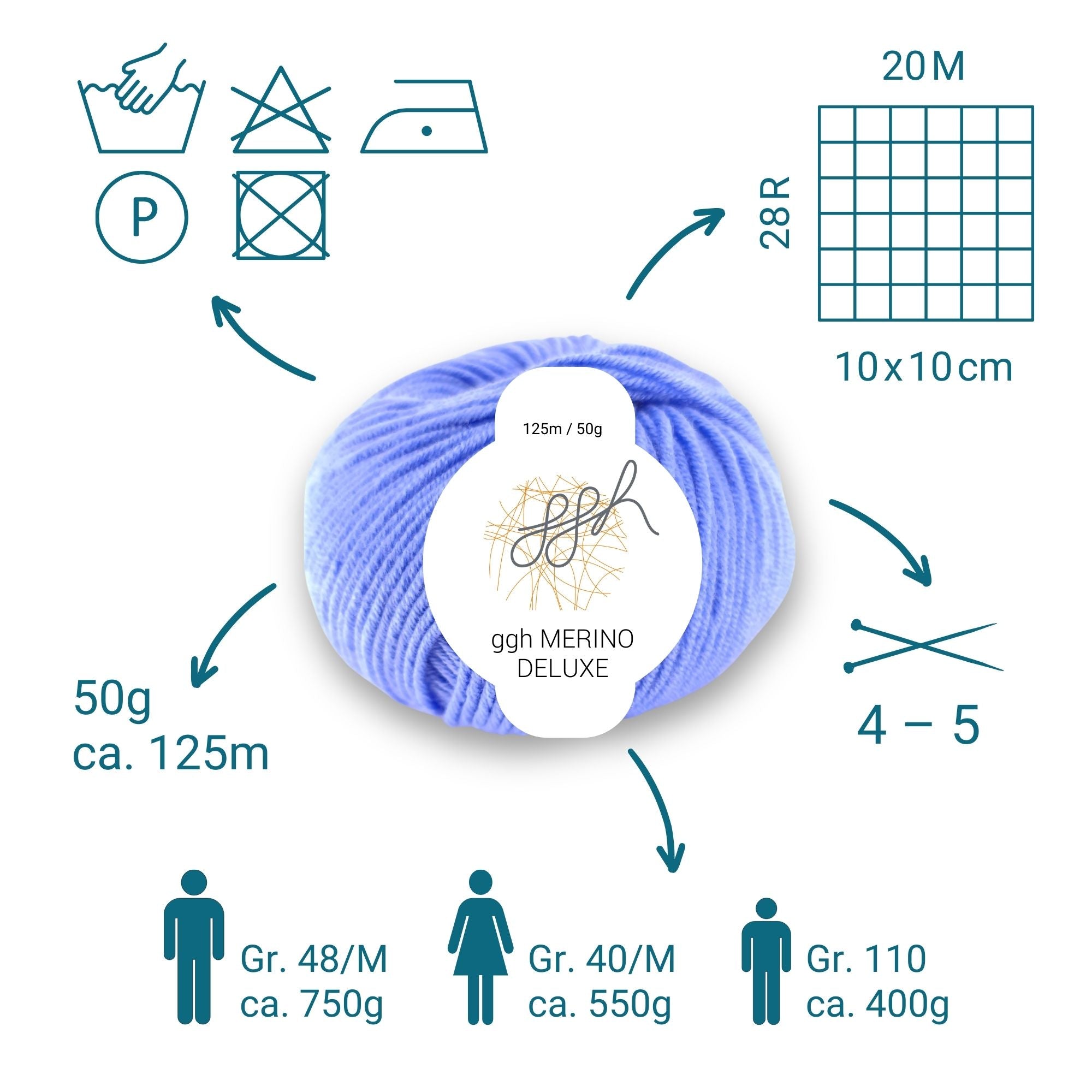 ggh Merino Deluxe - 300g Set (6x50g) - 023 - Hellblau - Rebecca - Online.de