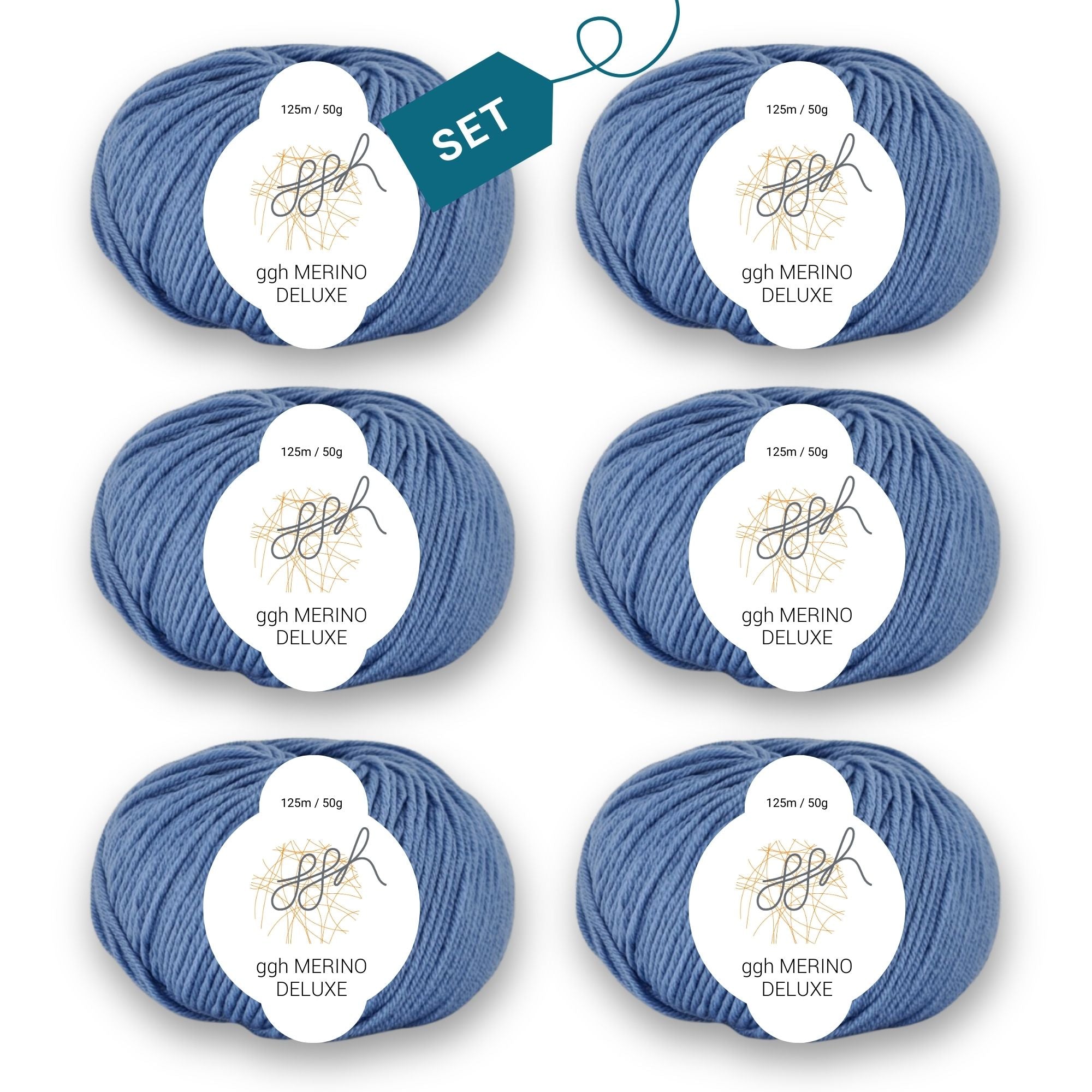 ggh Merino Deluxe - 300g Set (6x50g) - 024 - Himmelblau - Rebecca - Online.de
