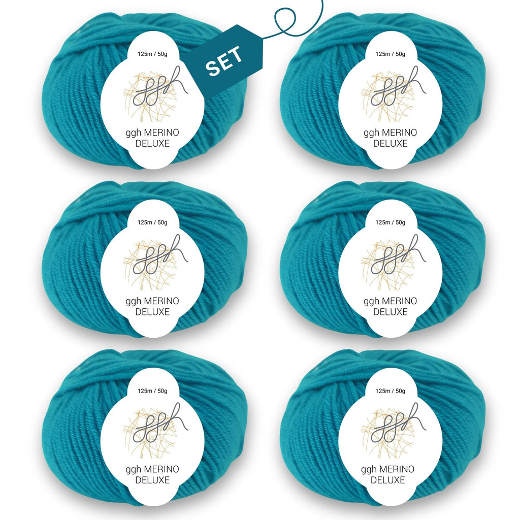 ggh Merino Deluxe - 300g Set (6x50g) - 025 - Ozeangrün - Rebecca - Online.de