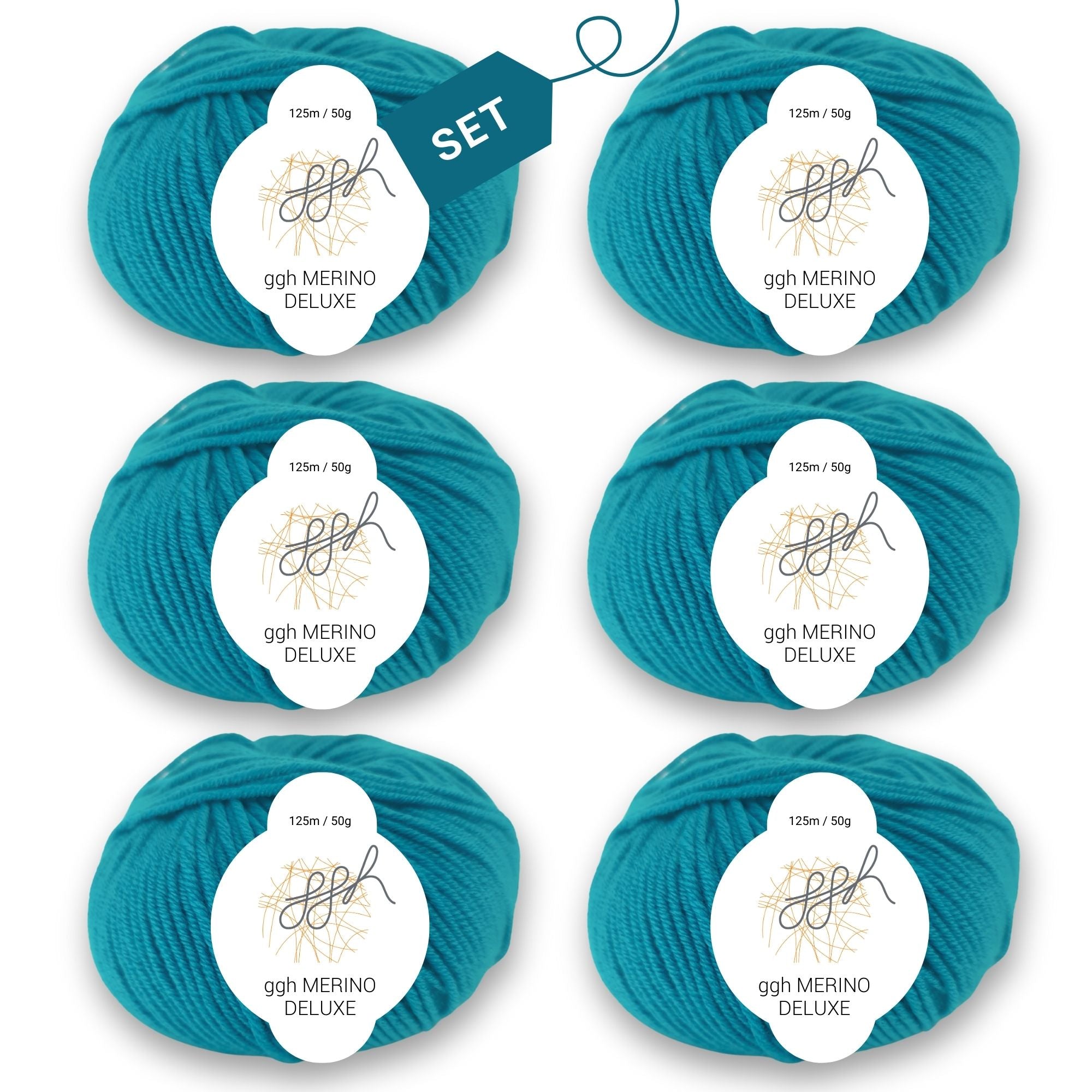 ggh Merino Deluxe - 300g Set (6x50g) - 025 - Ozeangrün - Rebecca - Online.de