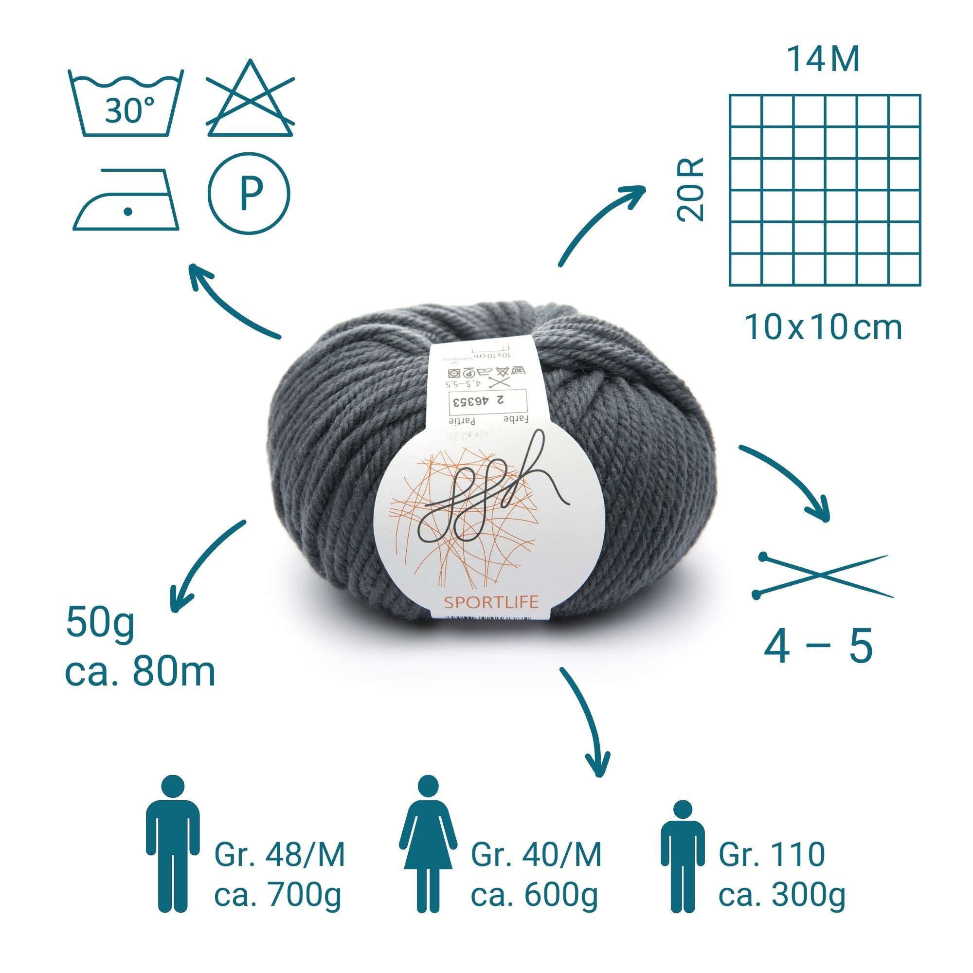 ggh Sportlife Box | Set mit 300g (6x50g) | 002 – Flanelgrau - Rebecca - Online.de