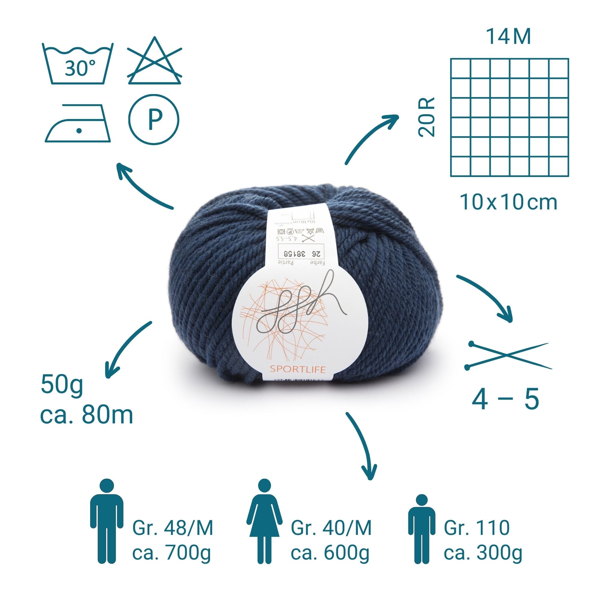 ggh Sportlife Box | Set mit 300g (6x50g) | 026 – Entenblau - Rebecca - Online.de