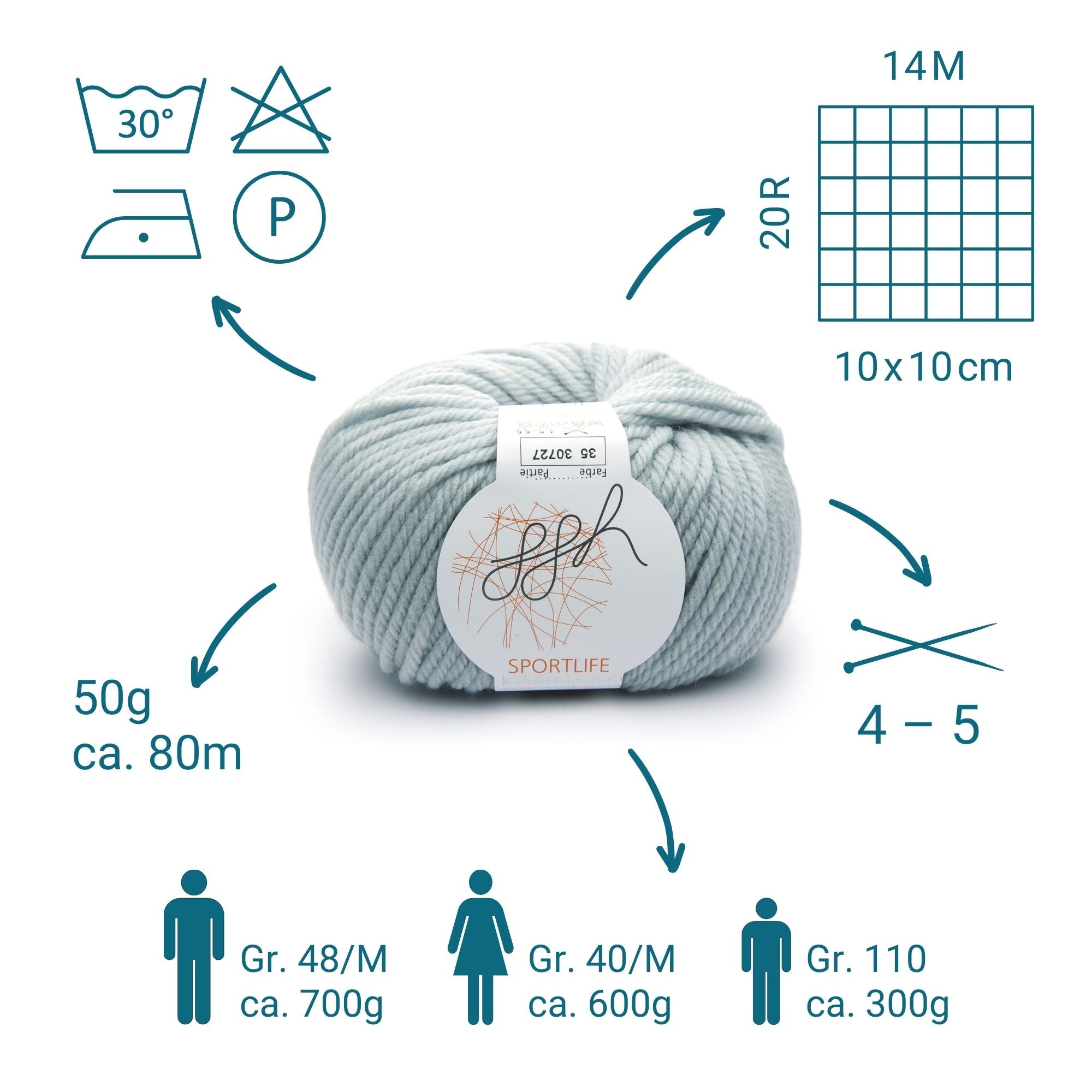 ggh Sportlife Box | Set mit 300g (6x50g) | 035 – Eisgrau - Rebecca - Online.de