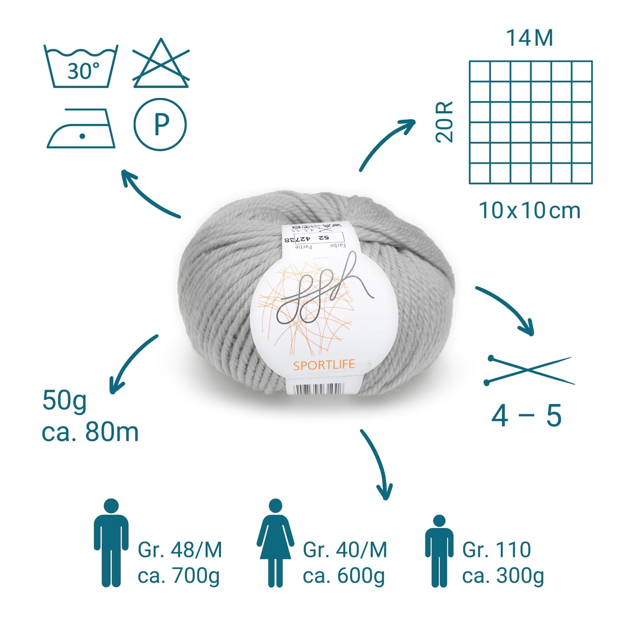 ggh Sportlife Box | Set mit 300g (6x50g) | 052 - Hellgrau - Rebecca - Online.de
