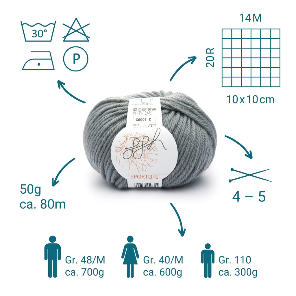 ggh Sportlife | Schurwolle | 80m/50g | 003 - Stahlgrau - Rebecca - Online.de