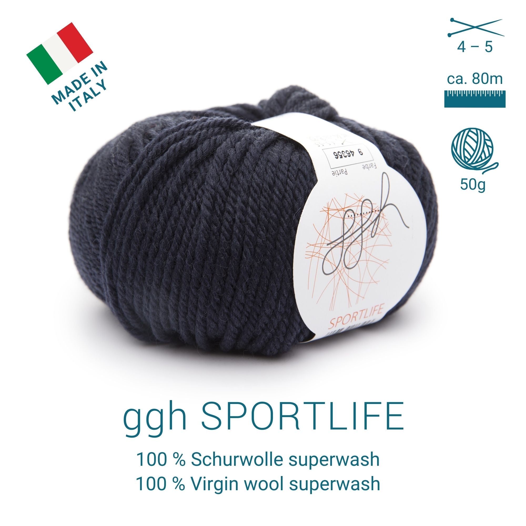 ggh Sportlife | Schurwolle | 80m/50g | 009 - Marine - Rebecca - Online.de