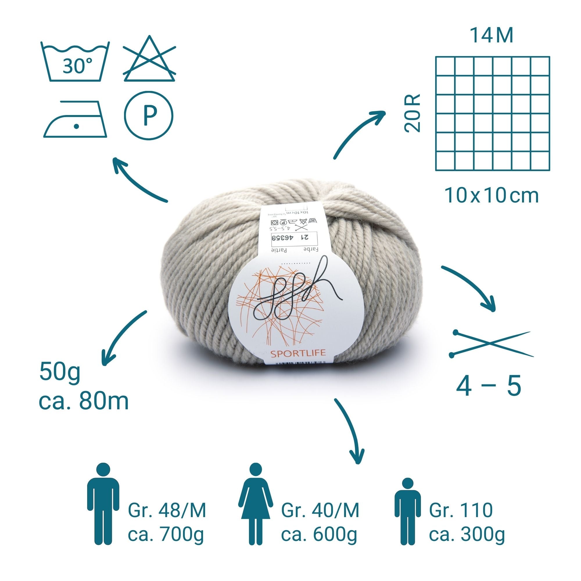 ggh Sportlife | Schurwolle | 80m/50g | 021 - Helles Beige - Rebecca - Online.de