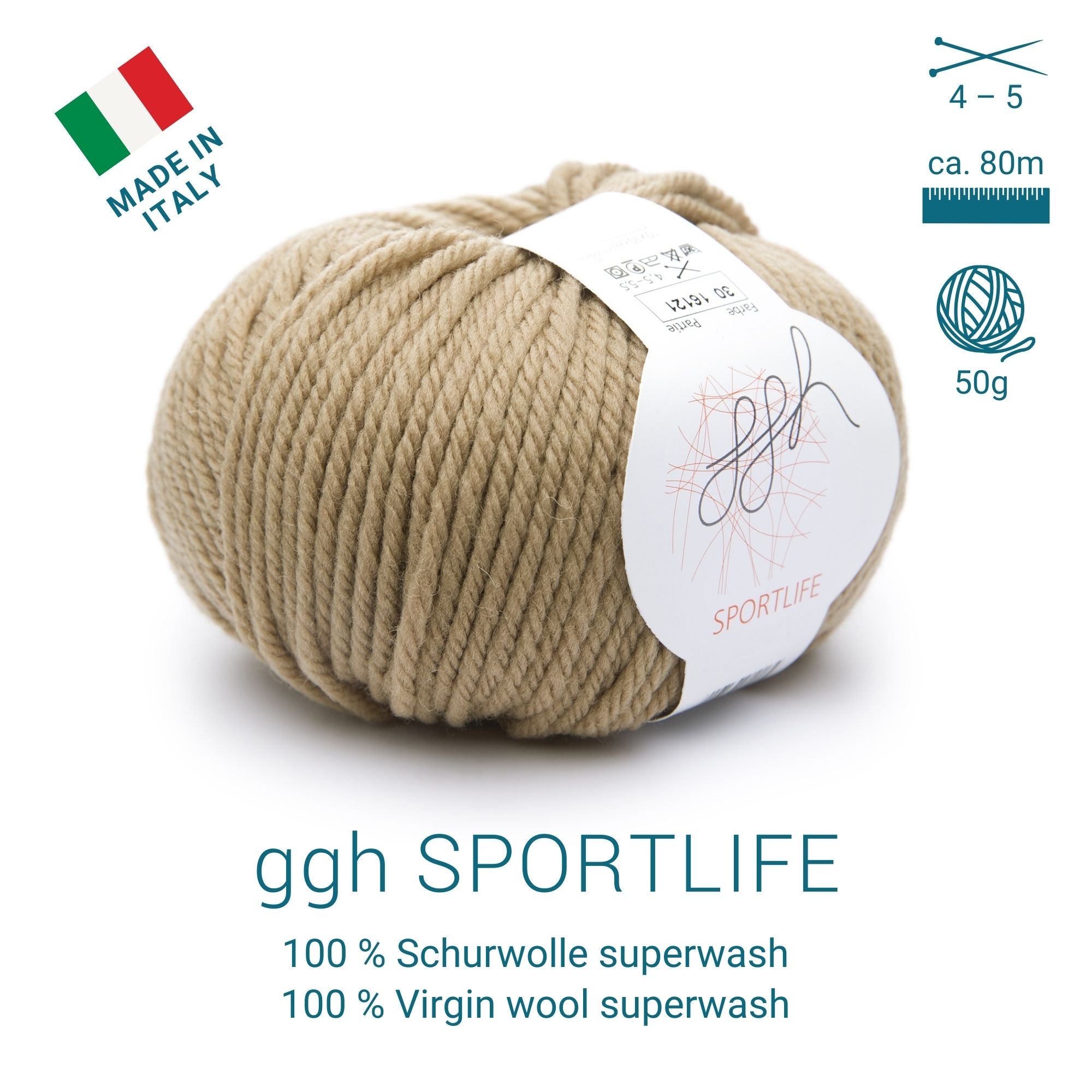 ggh Sportlife | Schurwolle | 80m/50g | 030 - Zimtzucker - Rebecca - Online.de