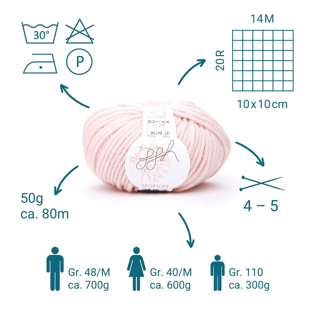 ggh Sportlife | Schurwolle | 80m/50g | 047 - Rosé - Rebecca - Online.de