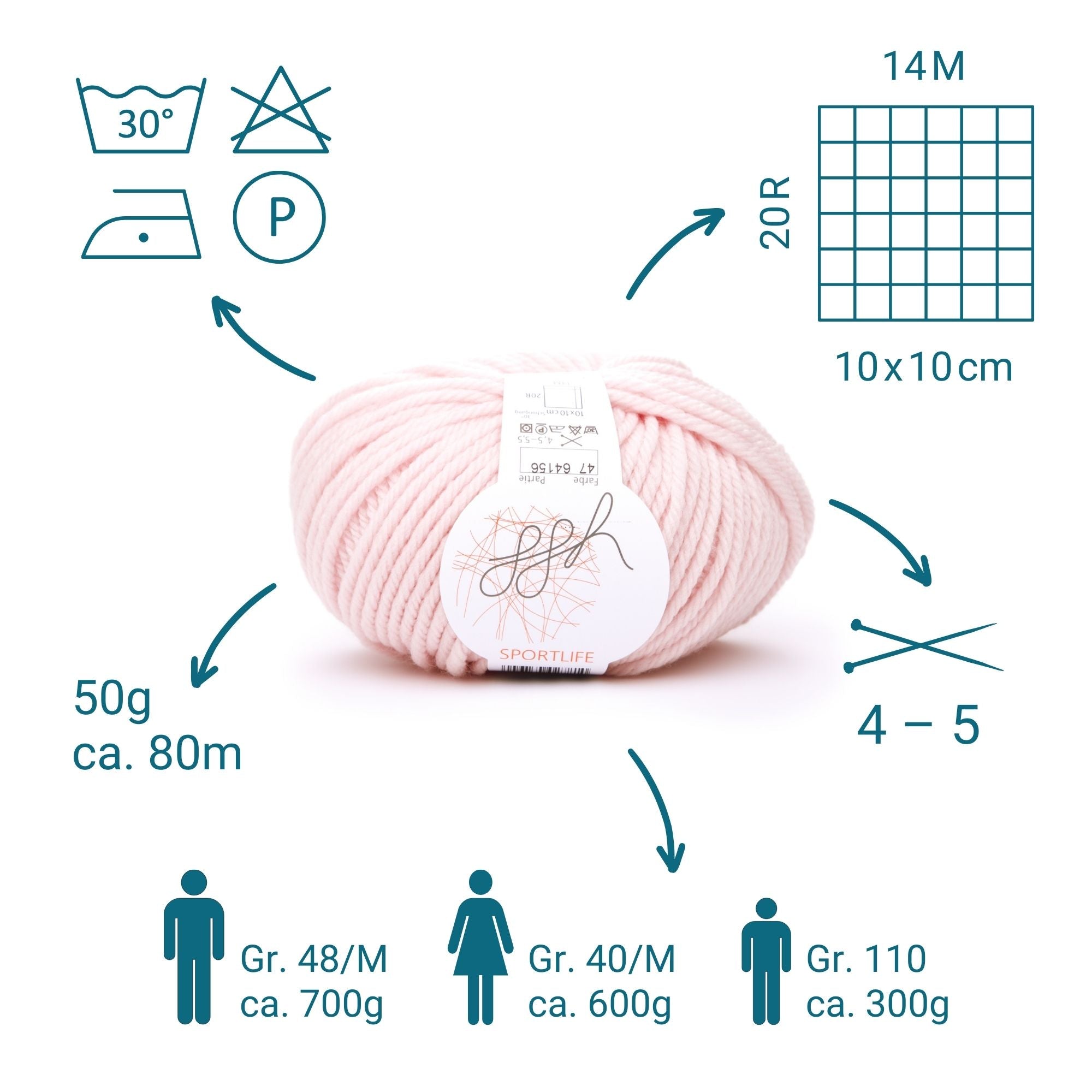 ggh Sportlife | Schurwolle | 80m/50g | 047 - Rosé - Rebecca - Online.de
