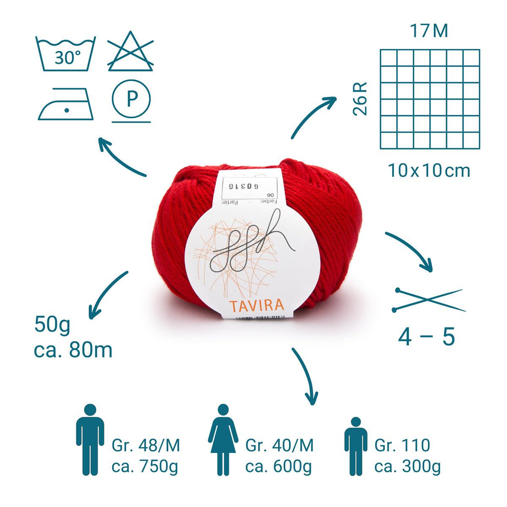 ggh Tavira | 100% Baumwolle | 80m/50g | 006 - Rot - Rebecca - Online.de