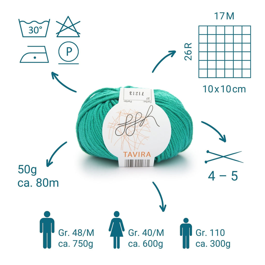 ggh Tavira | 100% Baumwolle | 80m/50g | 027 - Chromgrün - Rebecca - Online.de