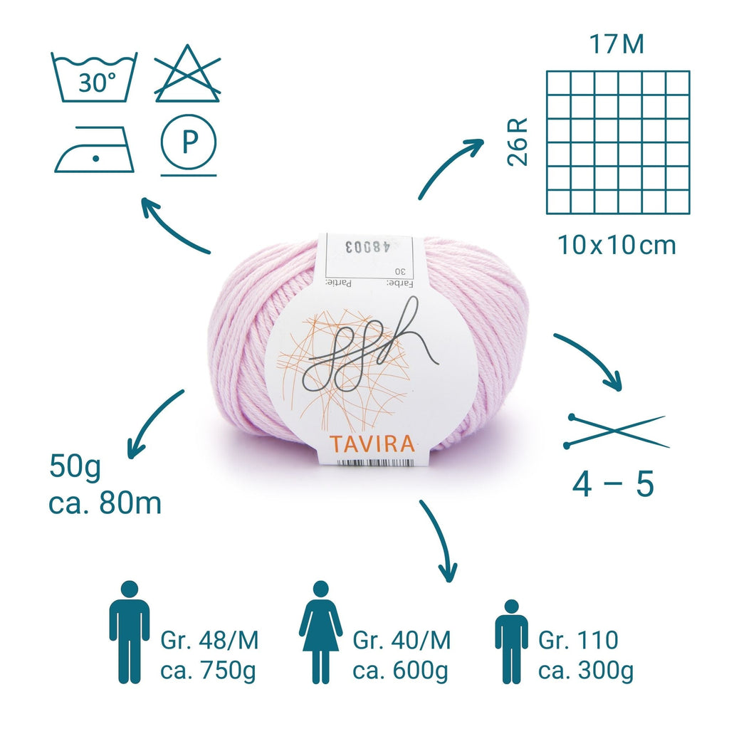 ggh Tavira | 100% Baumwolle | 80m/50g | 030 - Hellrosa - Rebecca - Online.de