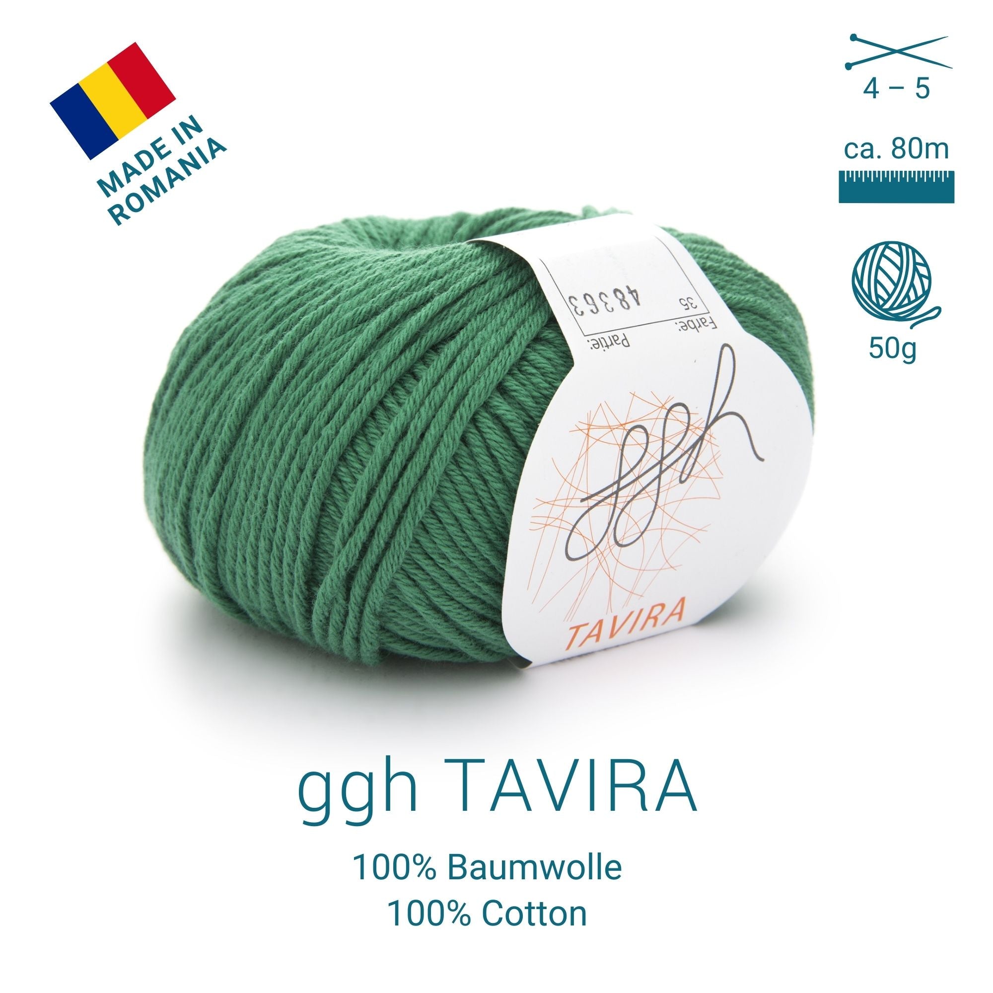 ggh Tavira | 100% Baumwolle | 80m/50g | 035 - Ozeangrün - Rebecca - Online.de