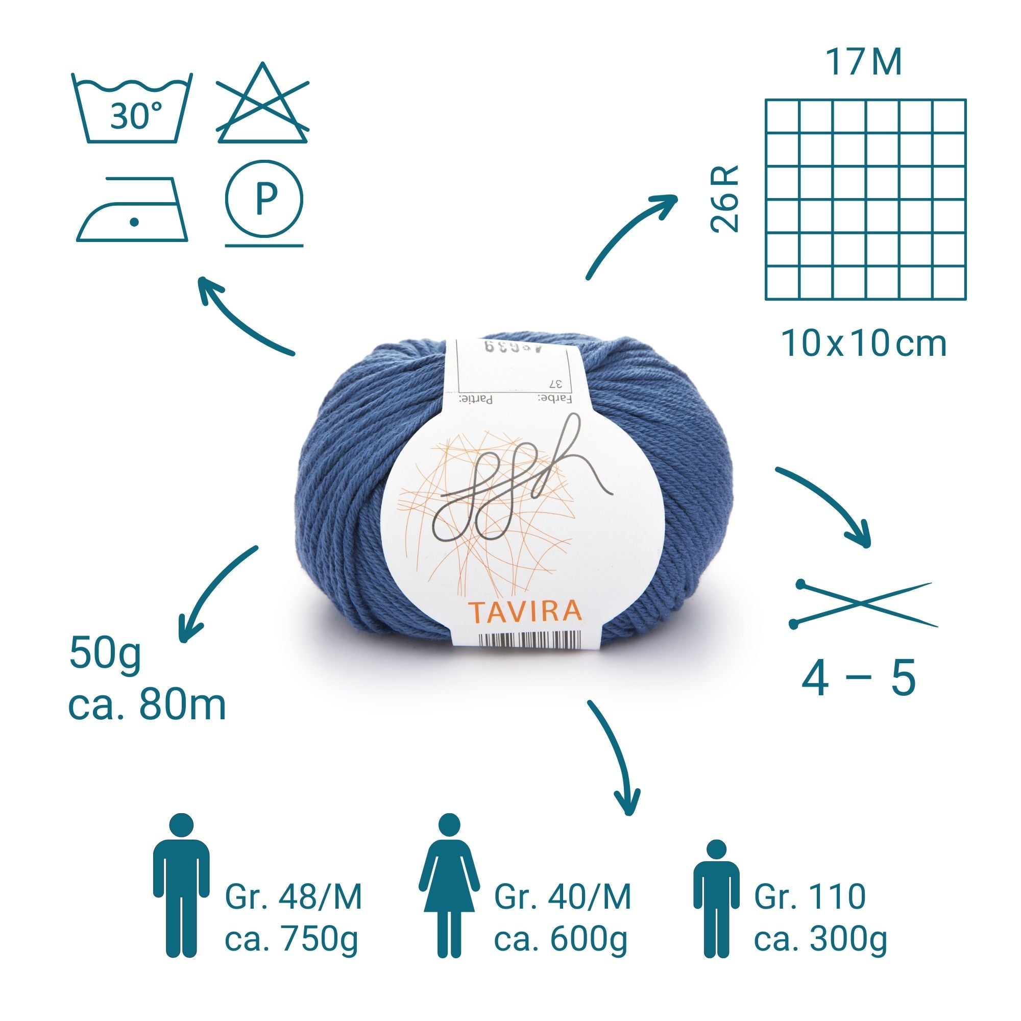 ggh Tavira | 100% Baumwolle | 80m/50g | 037 - Weiches Indigo - Rebecca - Online.de