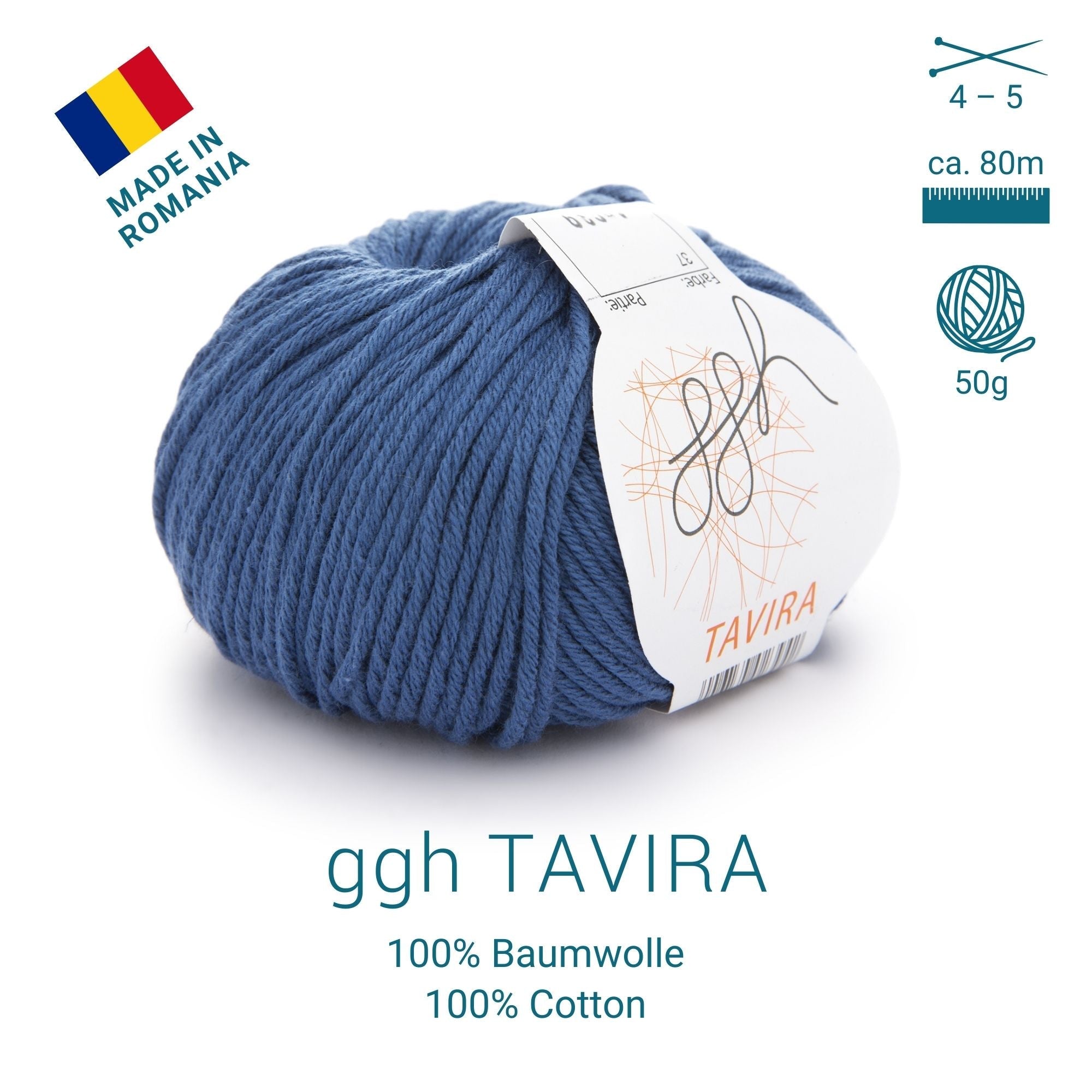 ggh Tavira | 100% Baumwolle | 80m/50g | 037 - Weiches Indigo - Rebecca - Online.de