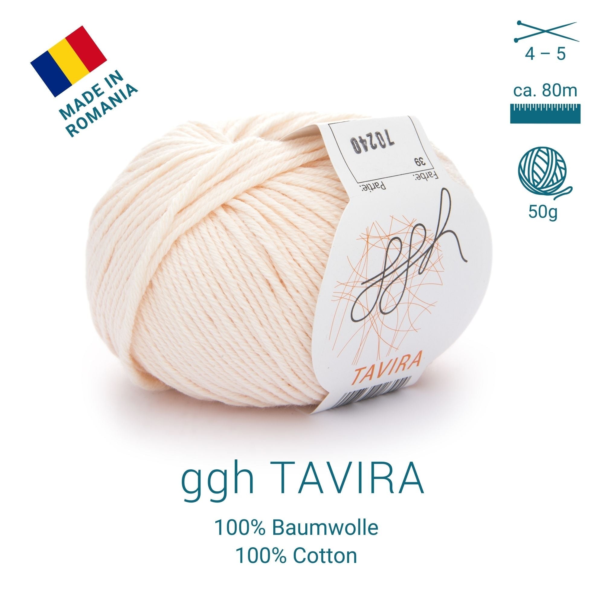 ggh Tavira | 100% Baumwolle | 80m/50g | 039 - Puder - Rebecca - Online.de