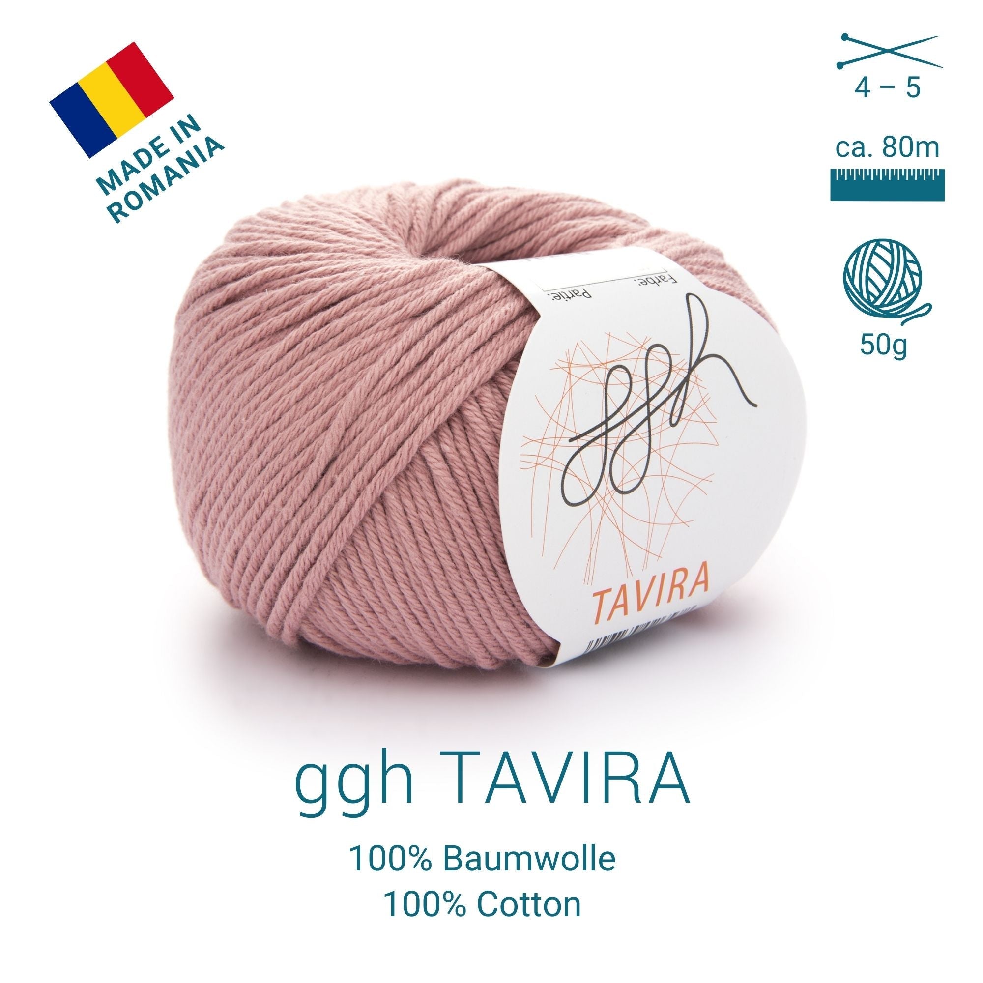 ggh Tavira | 100% Baumwolle | 80m/50g | 040 - Rosenholz - Rebecca - Online.de