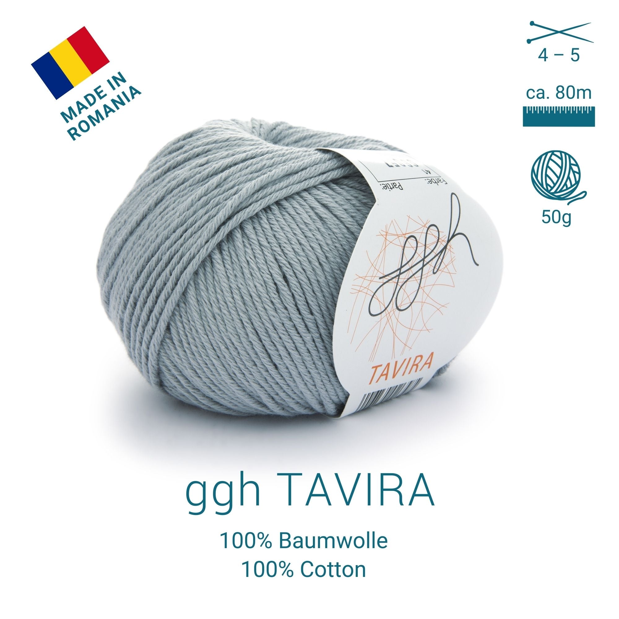 ggh Tavira | 100% Baumwolle | 80m/50g | 041 - Hellgrau - Rebecca - Online.de