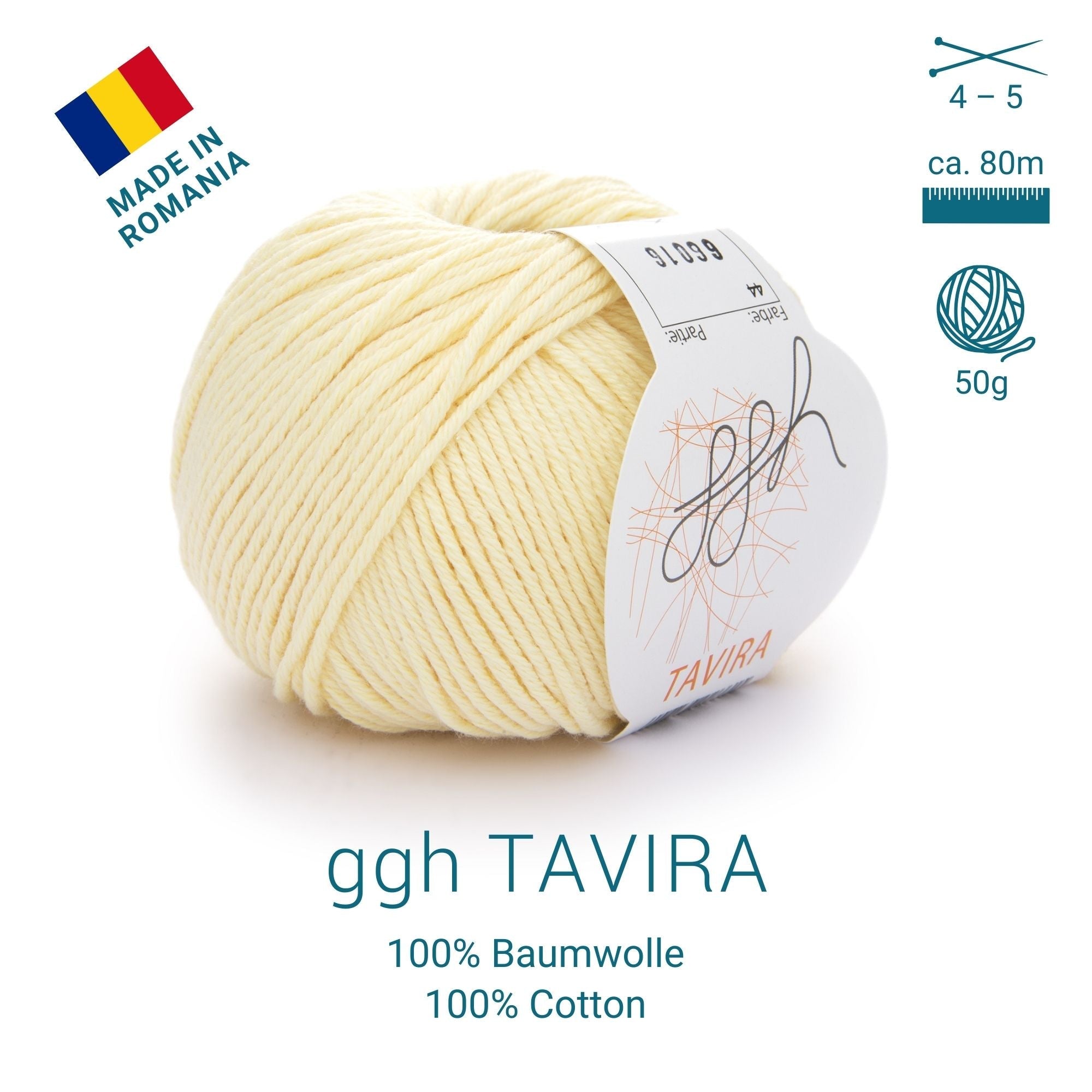 ggh Tavira | 100% Baumwolle | 80m/50g | 044 - Vanille - Rebecca - Online.de
