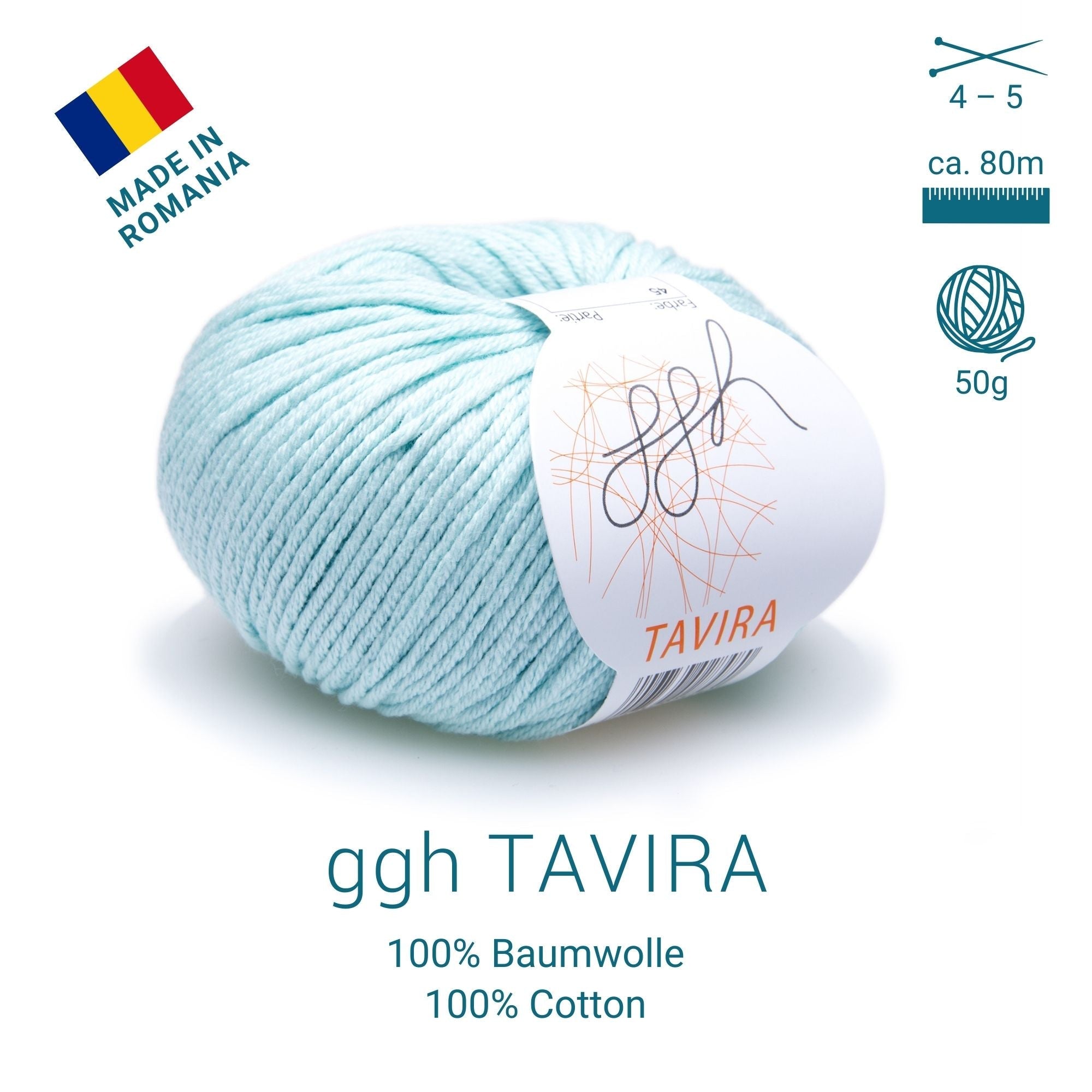 ggh Tavira | 100% Baumwolle | 80m/50g | 045 - Mint - Rebecca - Online.de