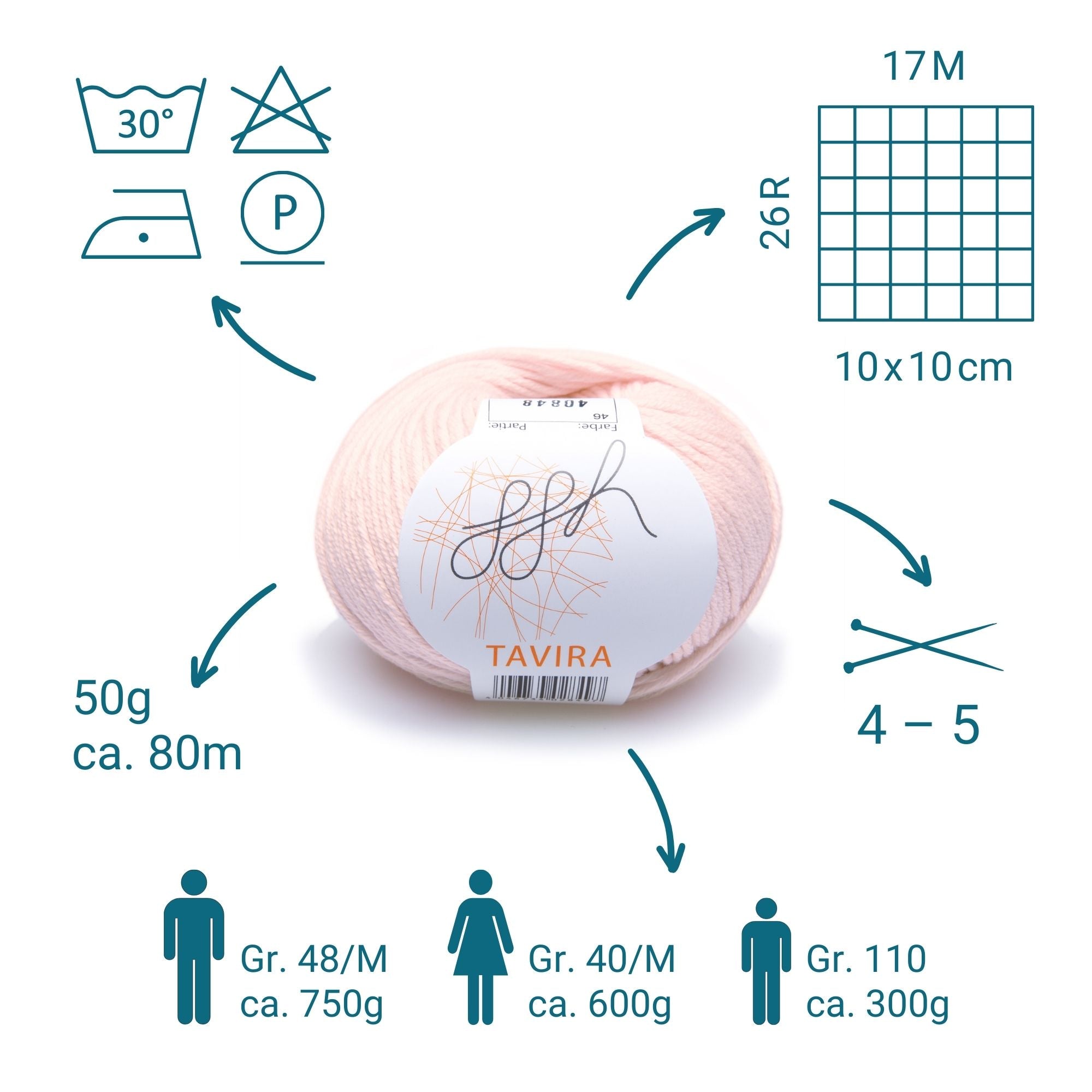 ggh Tavira | 100% Baumwolle | 80m/50g | 046 - Puder - Rosa - Rebecca - Online.de