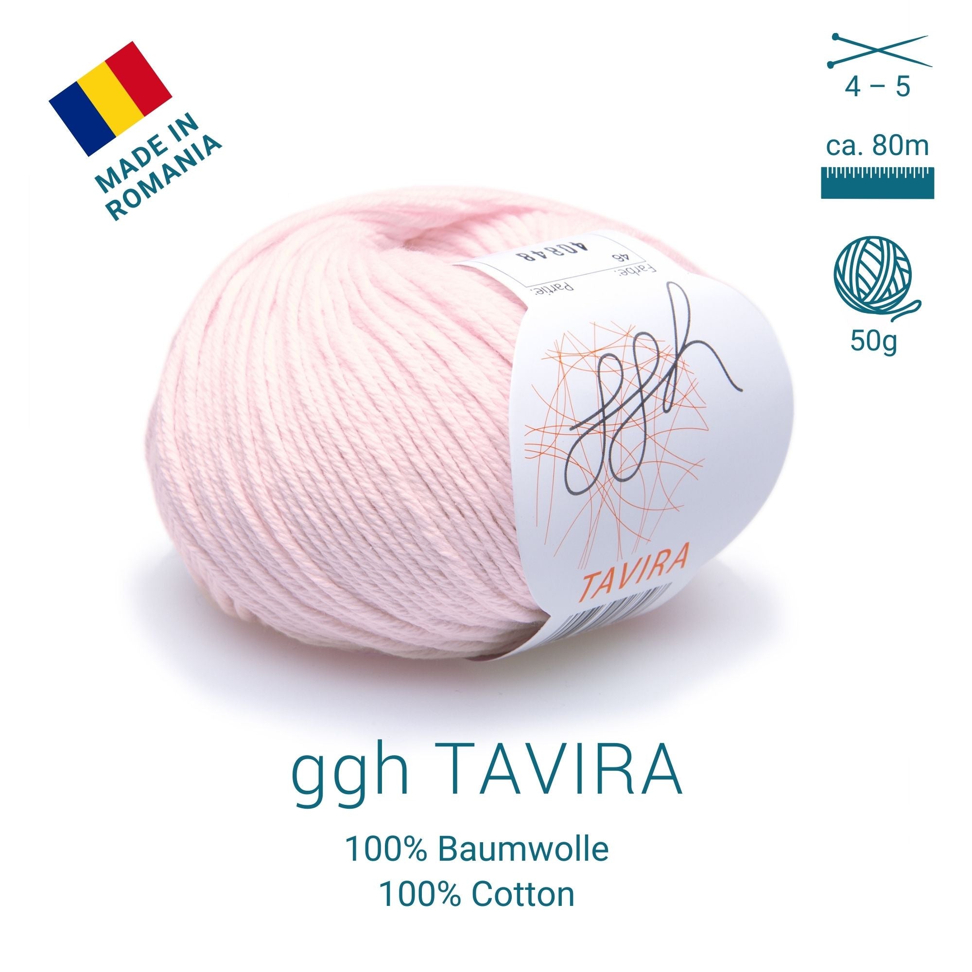ggh Tavira | 100% Baumwolle | 80m/50g | 046 - Puder - Rosa - Rebecca - Online.de