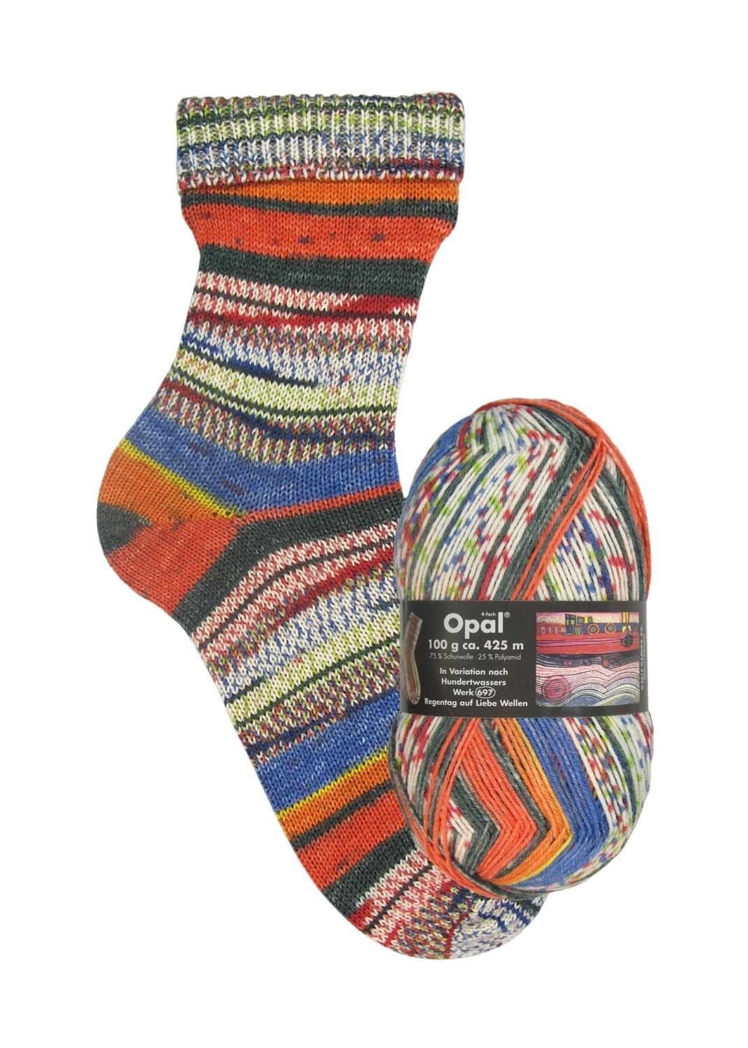 Opal Hundertwasser I | 4 - fach Sockenwolle 100g | Farbe 1435 - Rebecca - Online.de