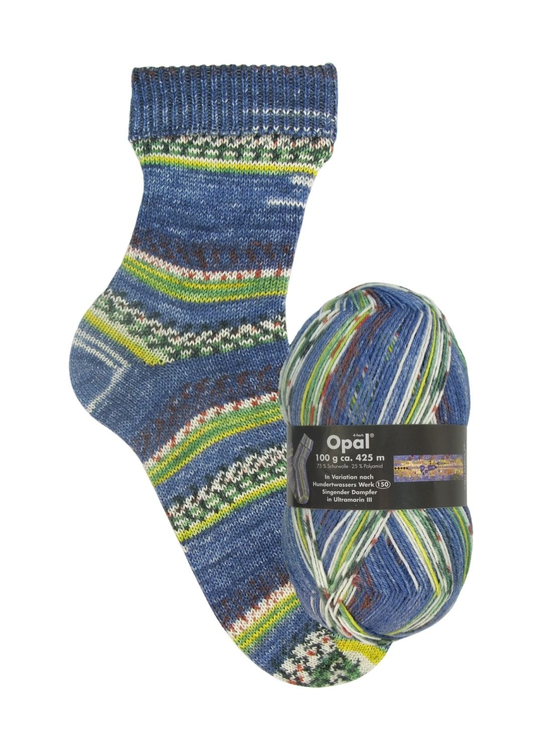 Opal Hundertwasser I | 4 - fach Sockenwolle 100g | Farbe 1437 - Rebecca - Online.de