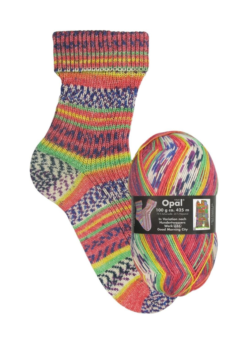 Opal Hundertwasser II | 4 - fach Sockenwolle 100g | Farbe 2102 | rebecca - online.de