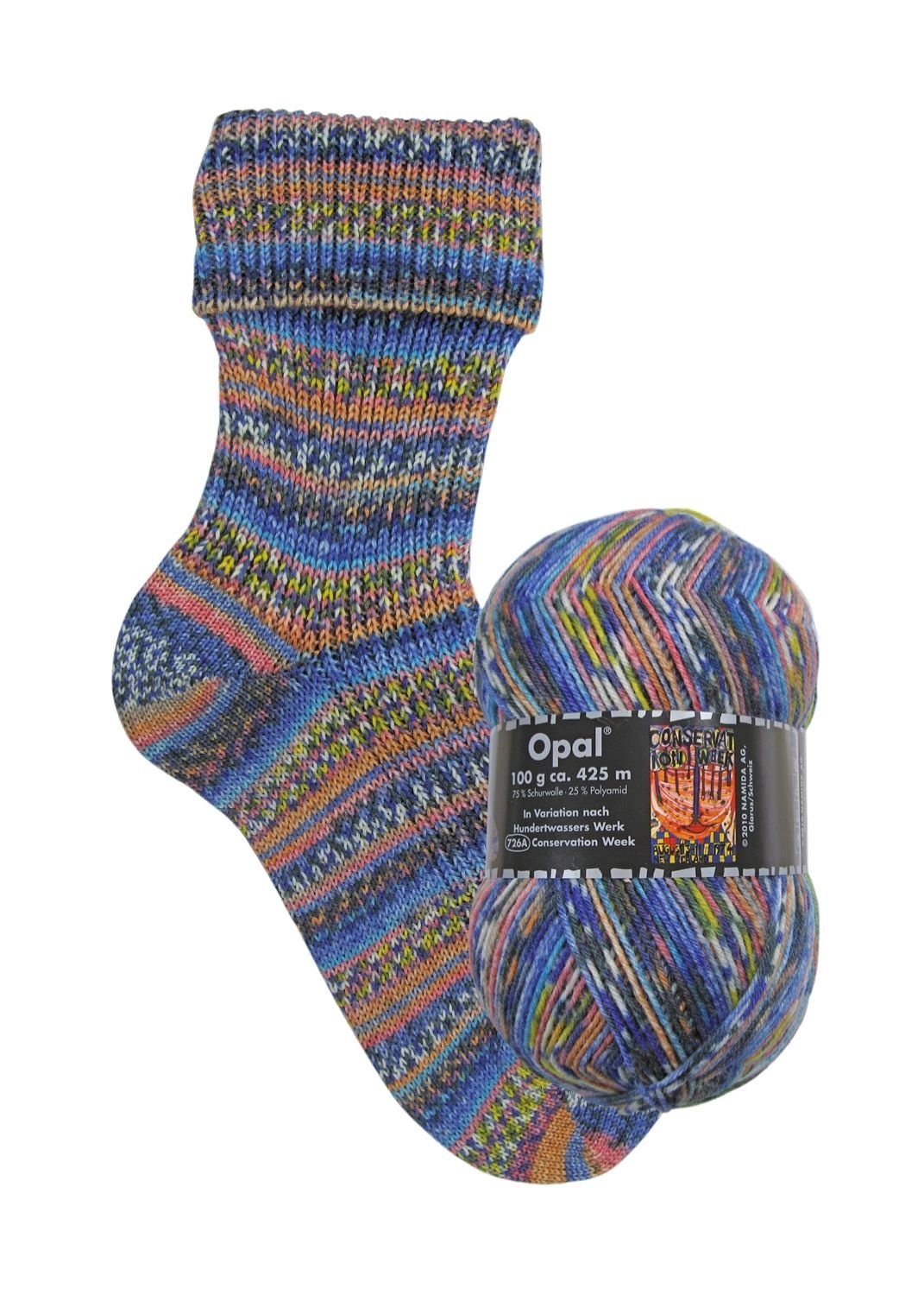 Opal Hundertwasser III | 4 - fach Sockenwolle 100g | Farbe 3201 - Rebecca - Online.de